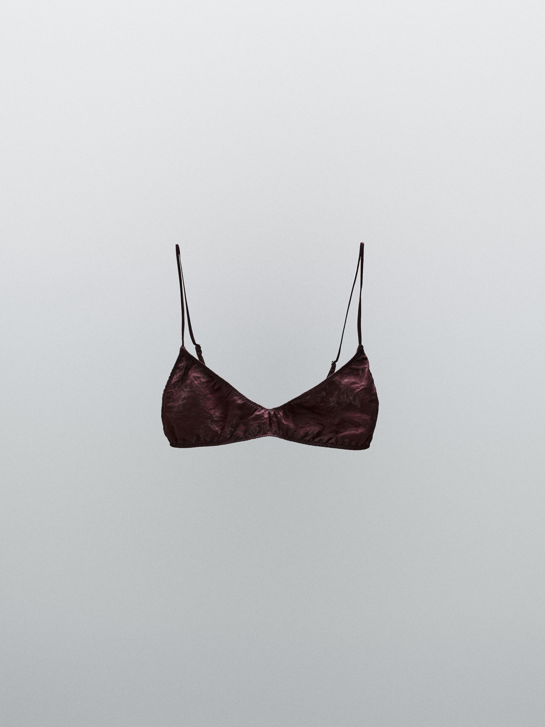 Gathered satin triangle bra - STUDIO