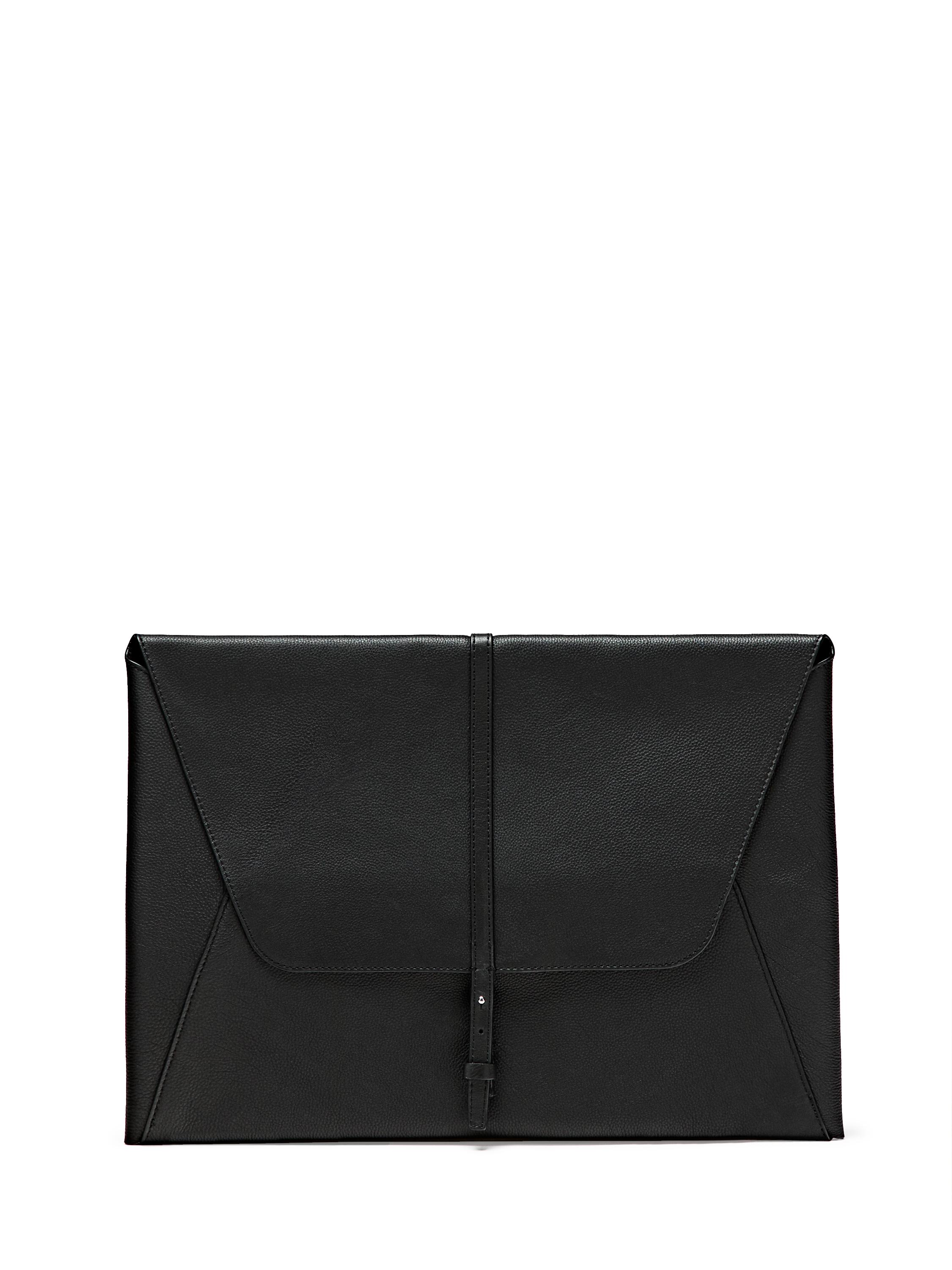 Cowhide leather laptop case with nappa finish — BLACK