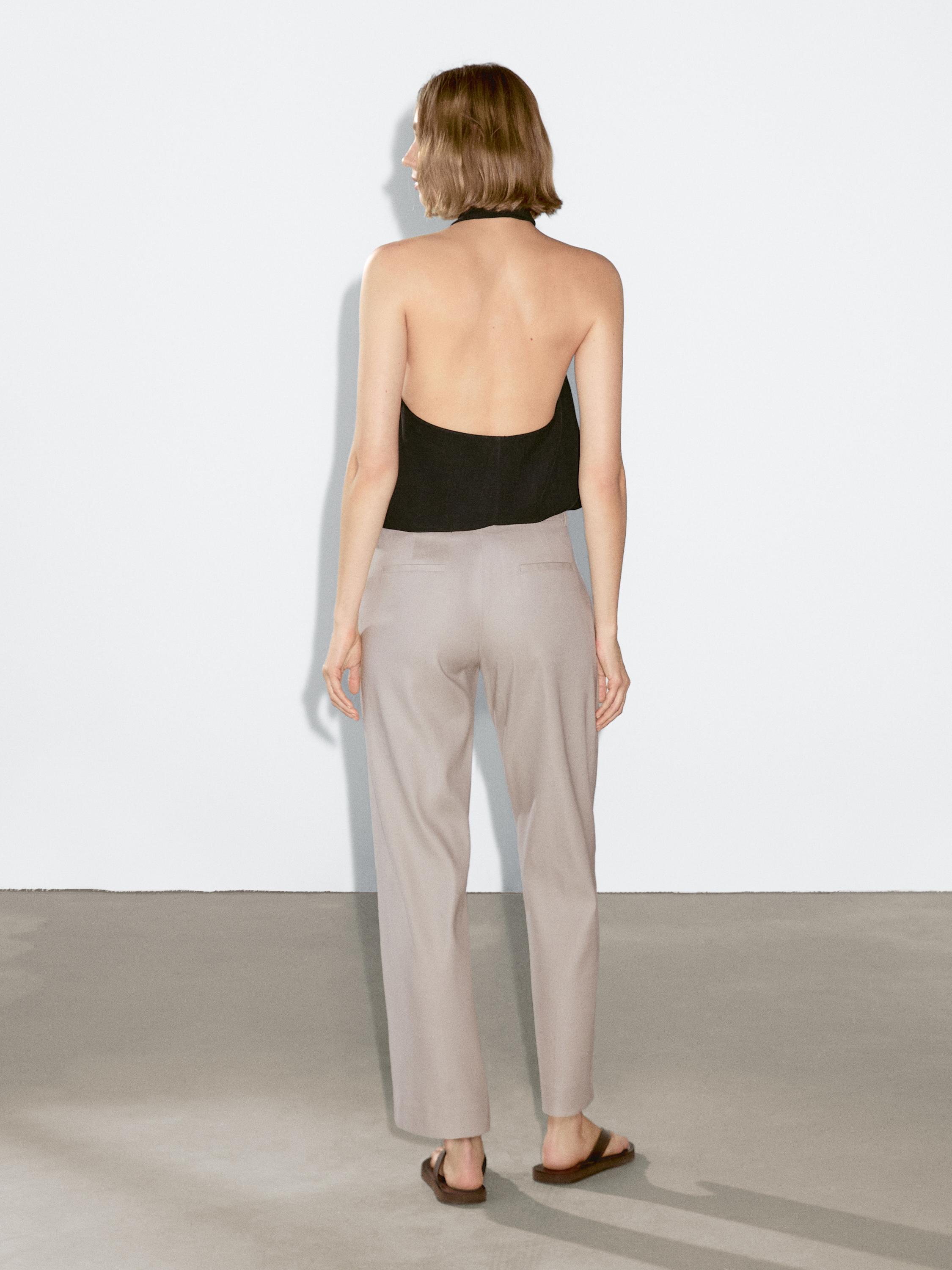 Stretch linen blend trousers