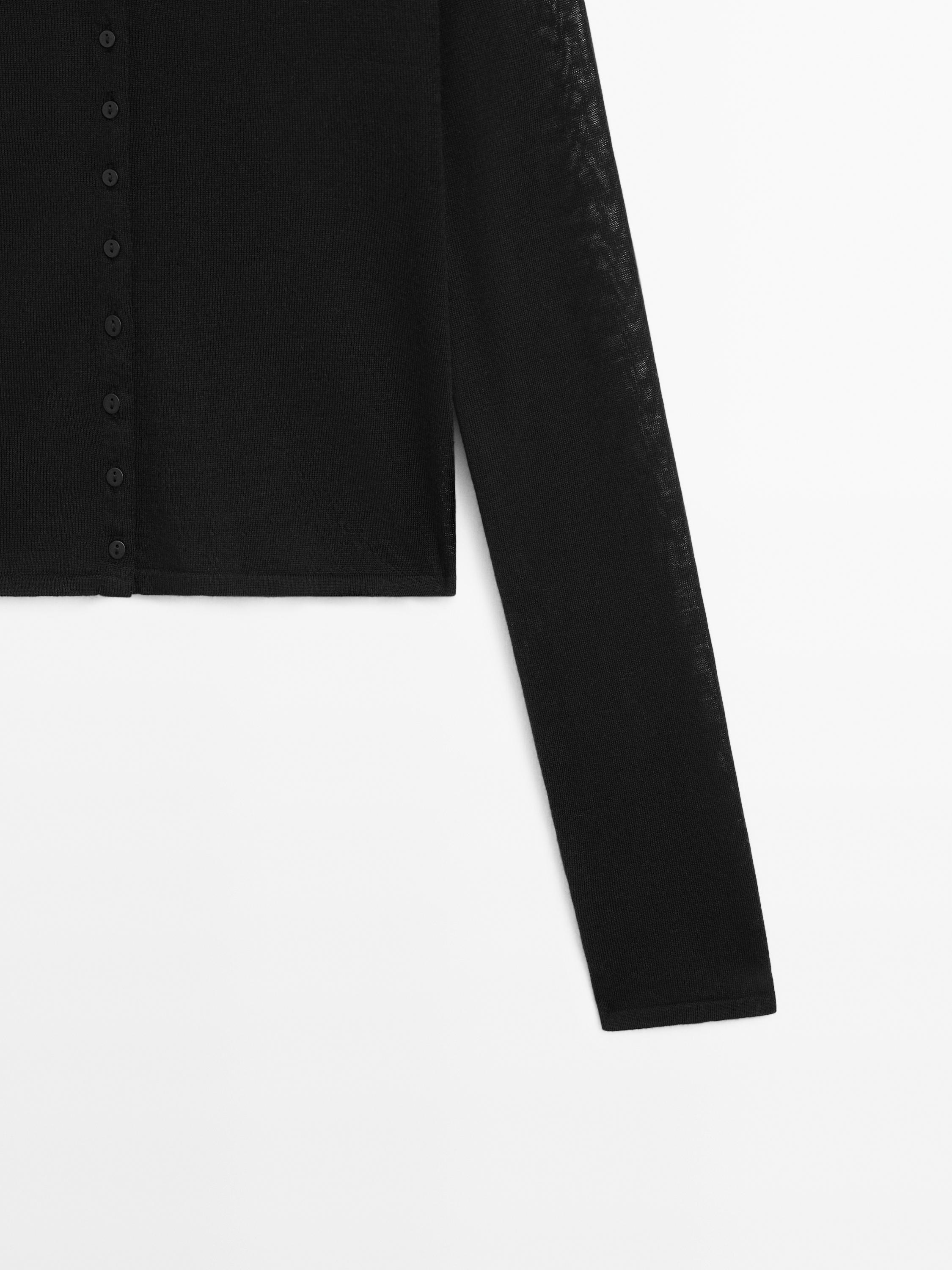 Short wool blend cardigan