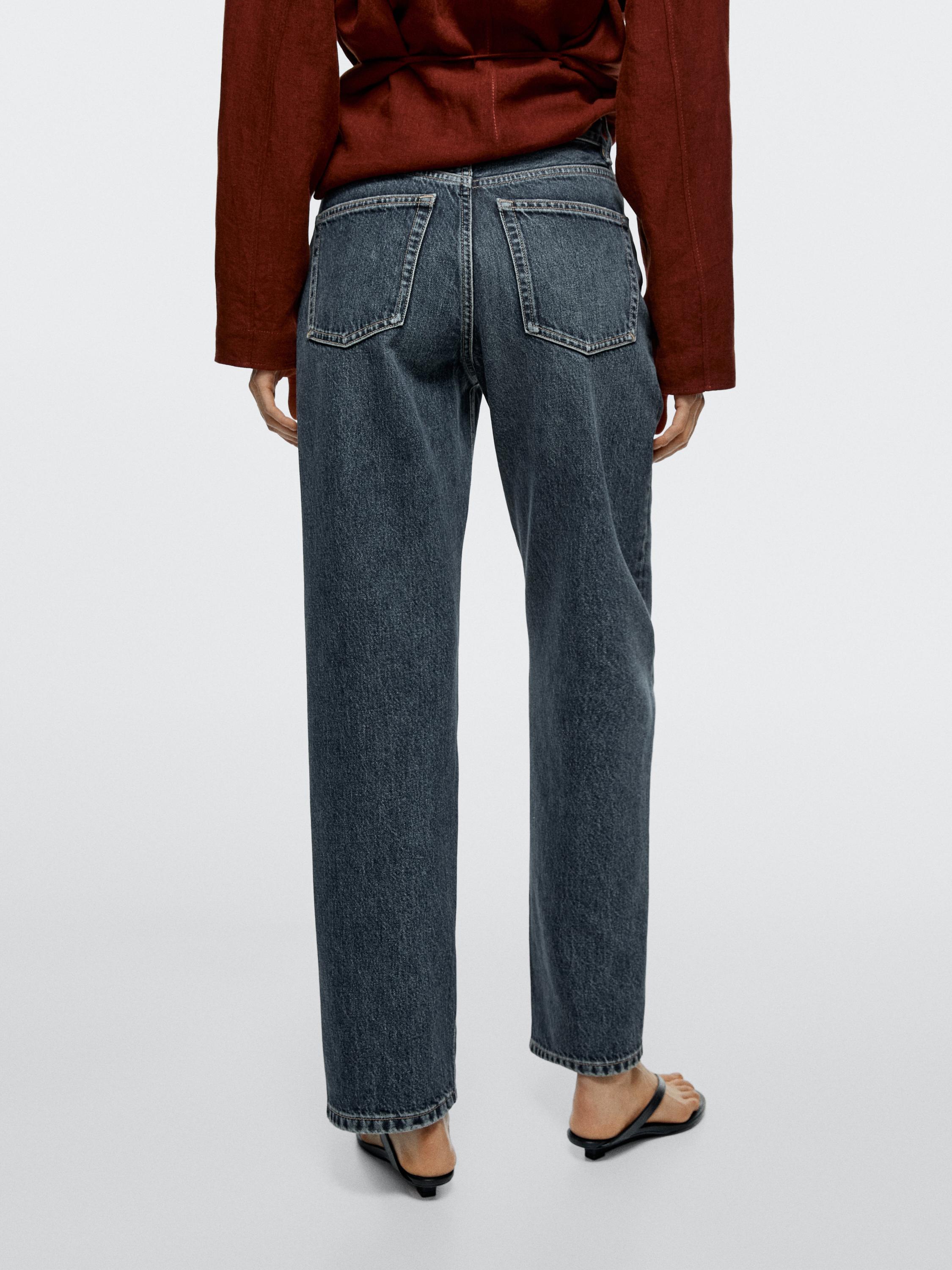 Straight-leg high-waist jeans — MEDIUM BLUE