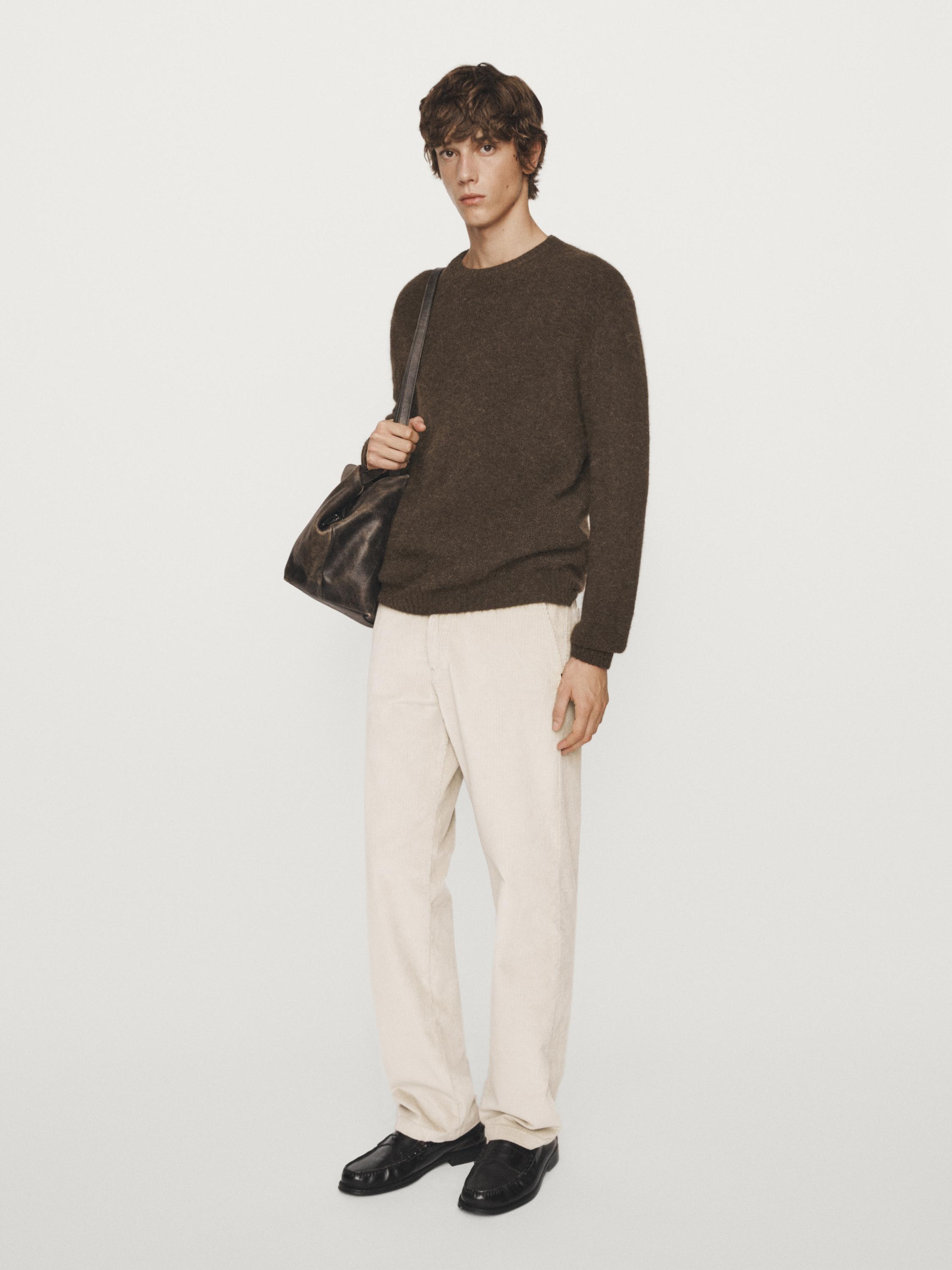 Relaxed fit corduroy denim-effect trousers