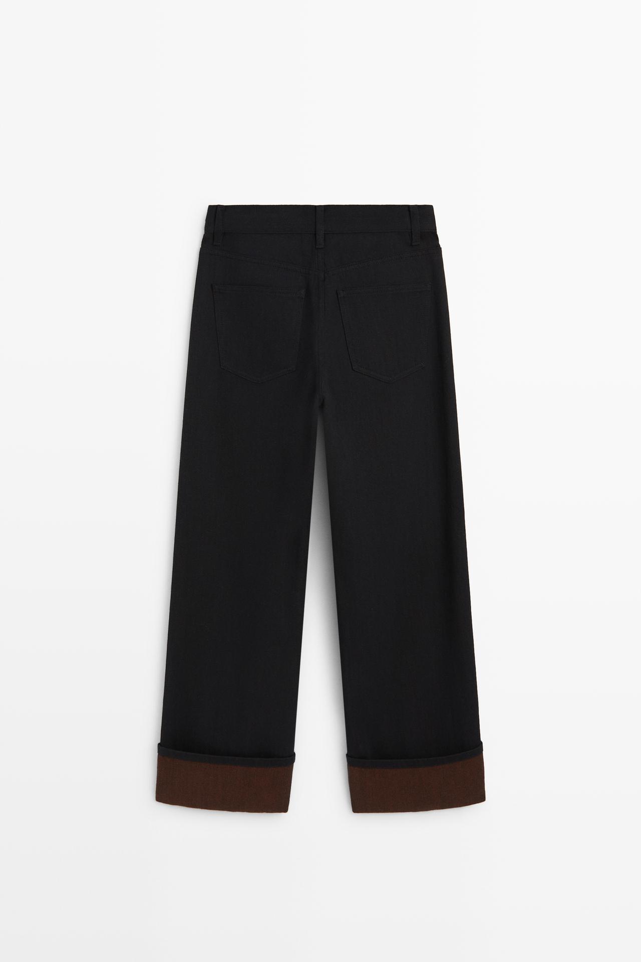 Mid-rise wide-leg jeans with turn-up hems — INDIGO