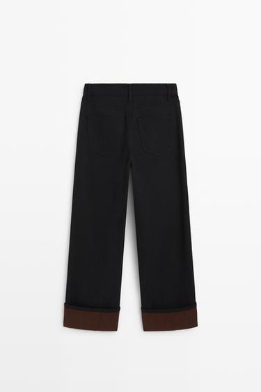Mid-rise wide-leg jeans with turn-up hems — INDIGO 6