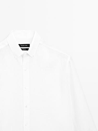 100% linen regular fit shirt — WHITE 4