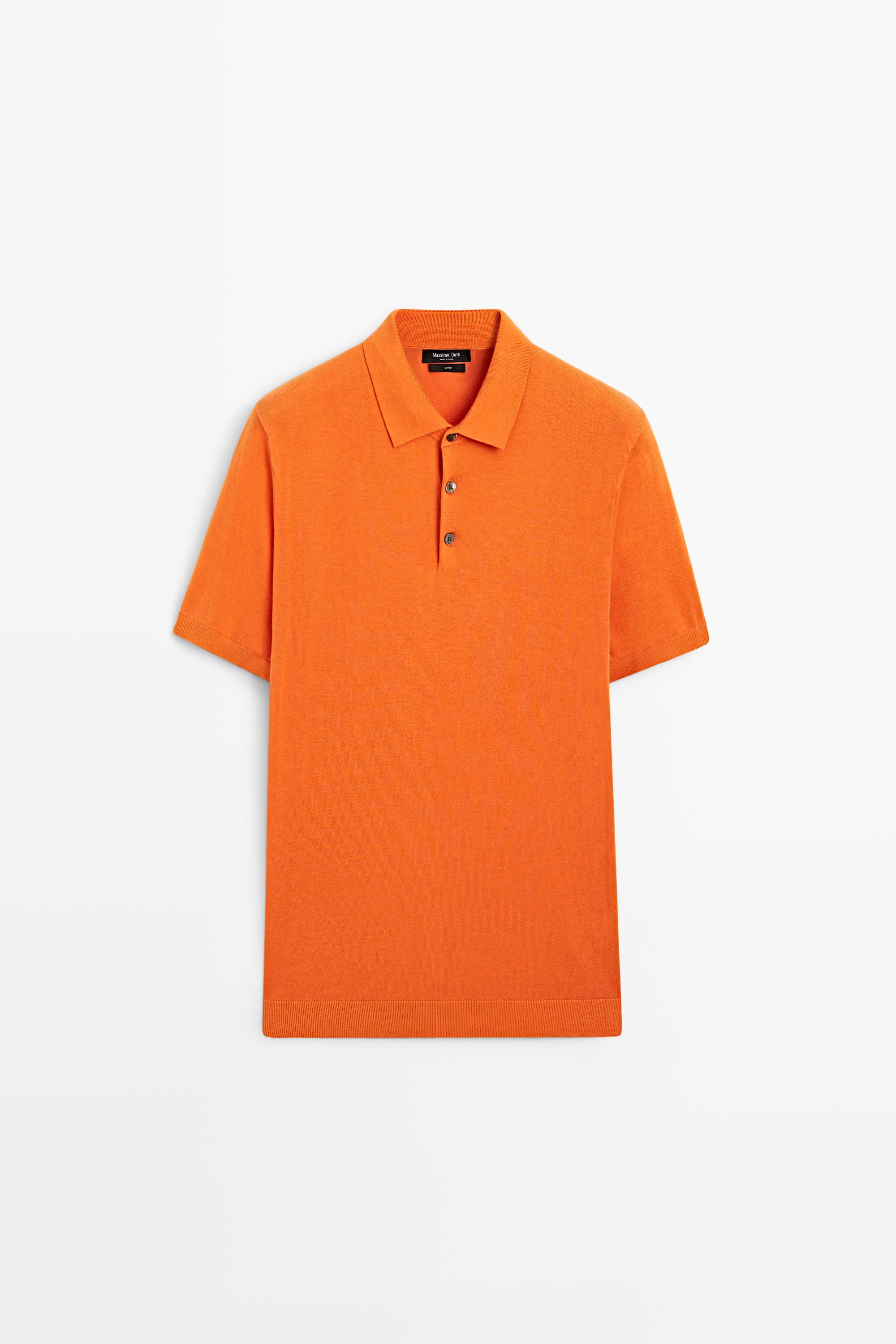 100% Cotton Knit Polo Shirt — ORANGE