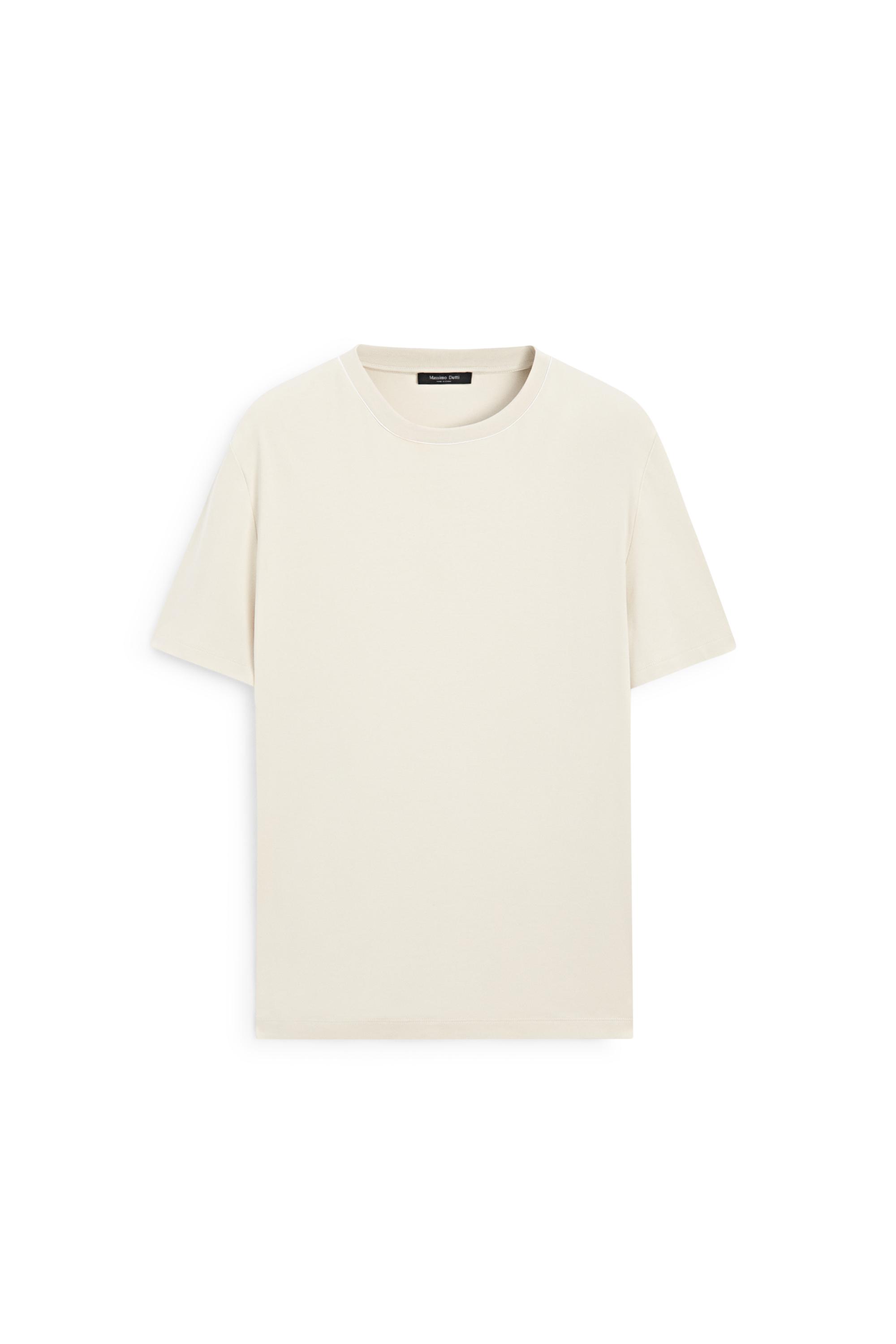 Contrast neck short sleeve T-shirt — PEARL GREY