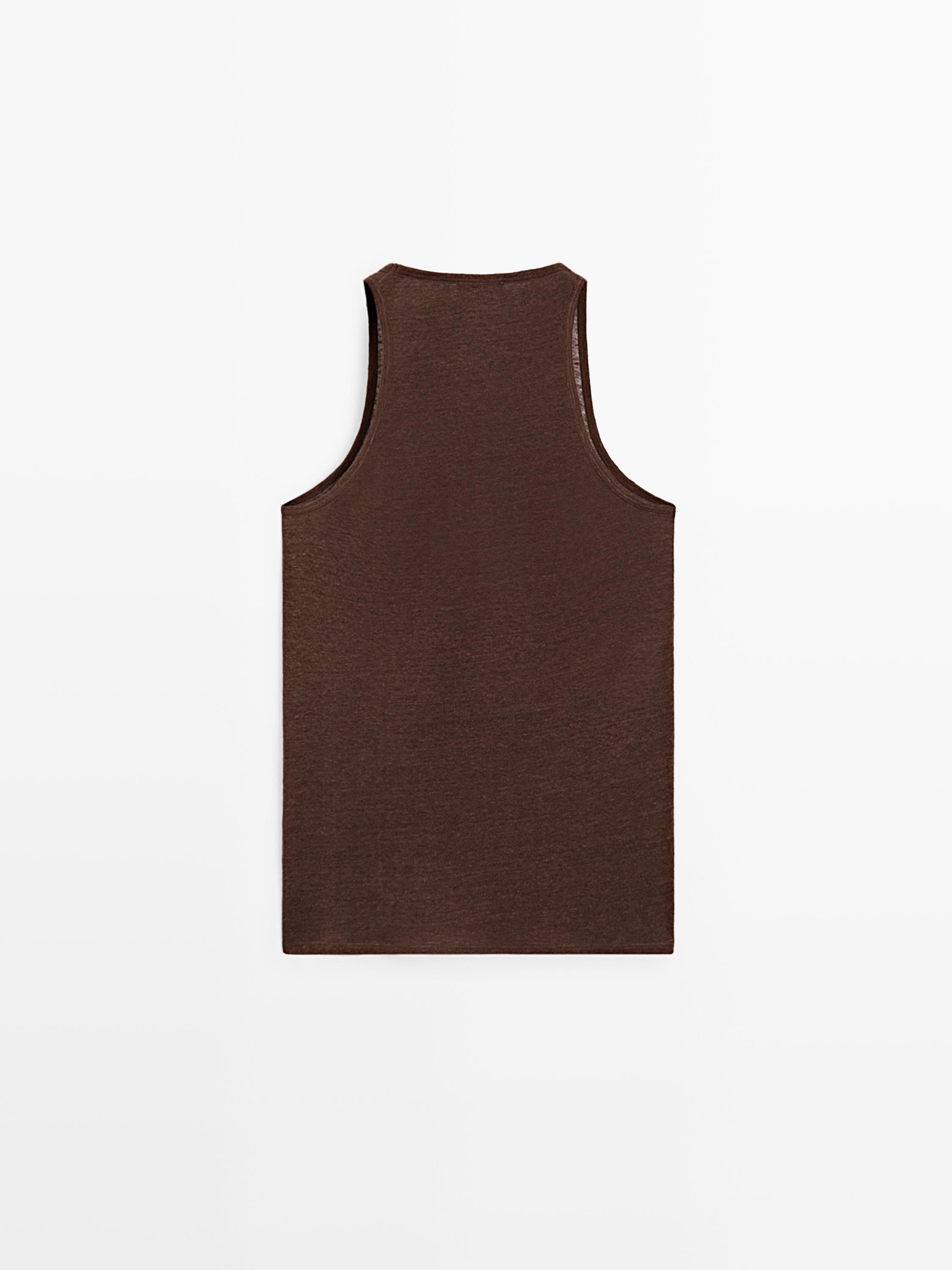 100% linen strappy top — Chocolate