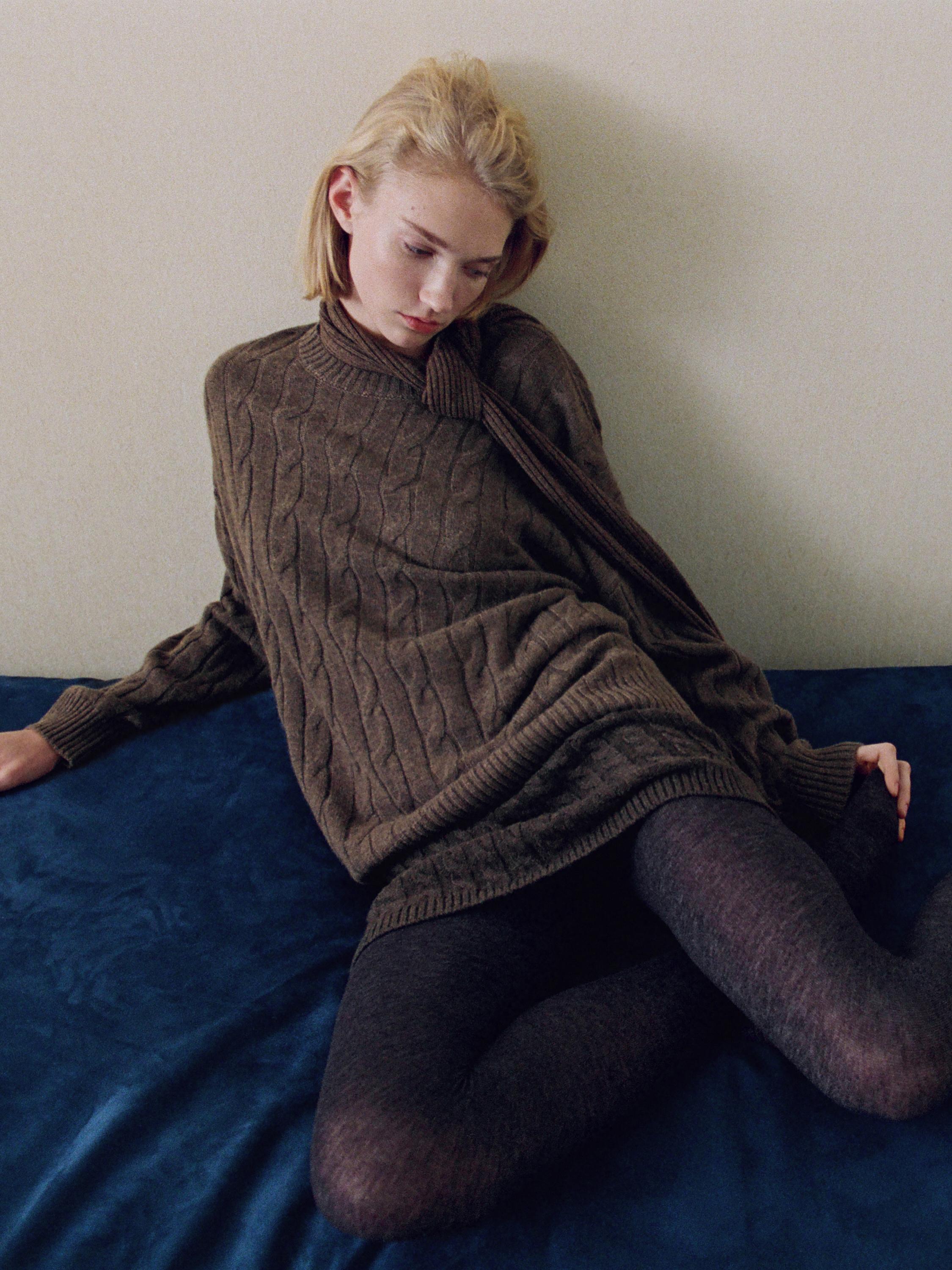 100% cashmere cable-knit sweater — ANTHRACITE GREY