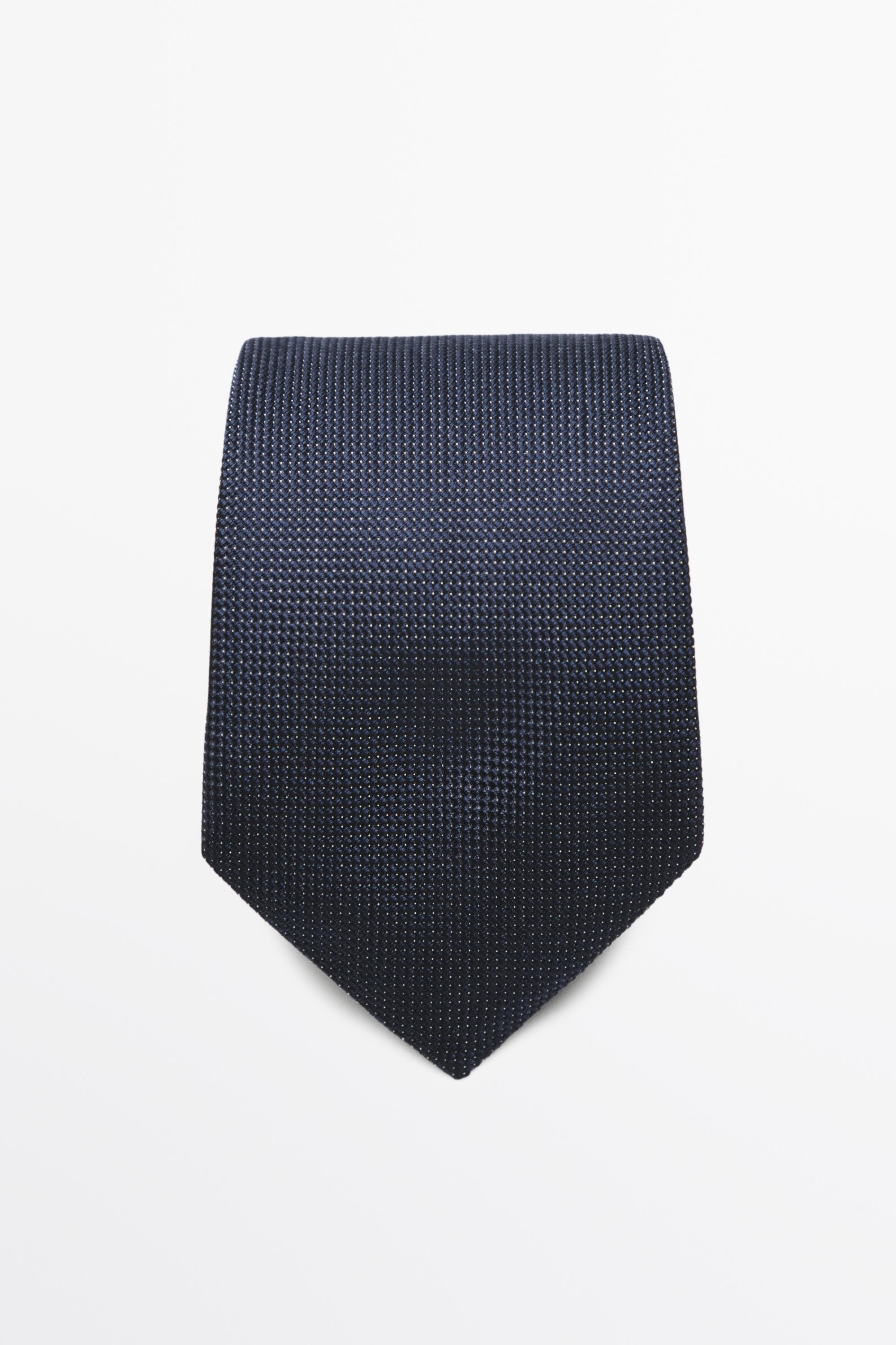 100% mulberry silk polka dot tie — NAVY BLUE