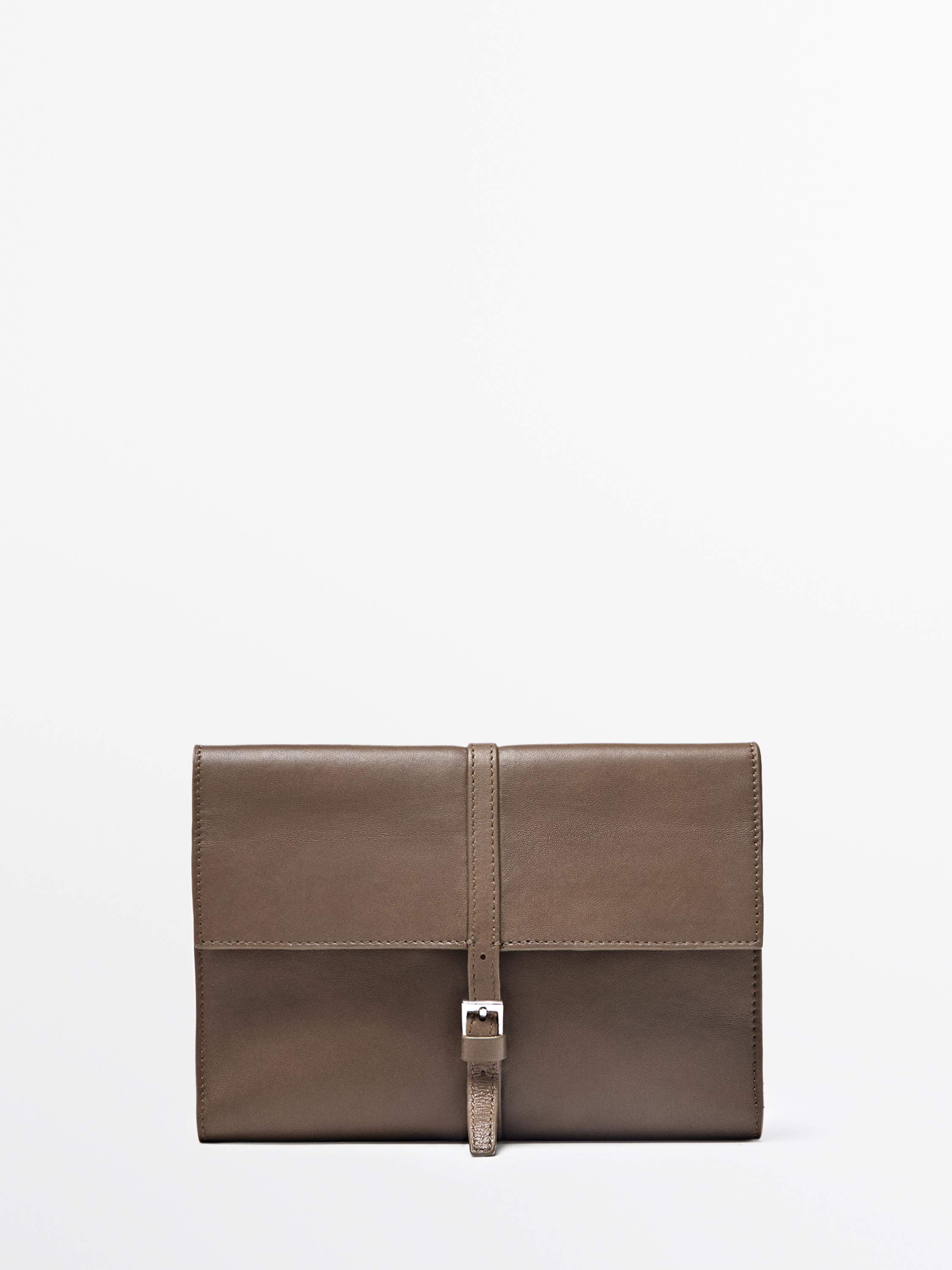 Nappa leather tech accessory case — MOLE BROWN