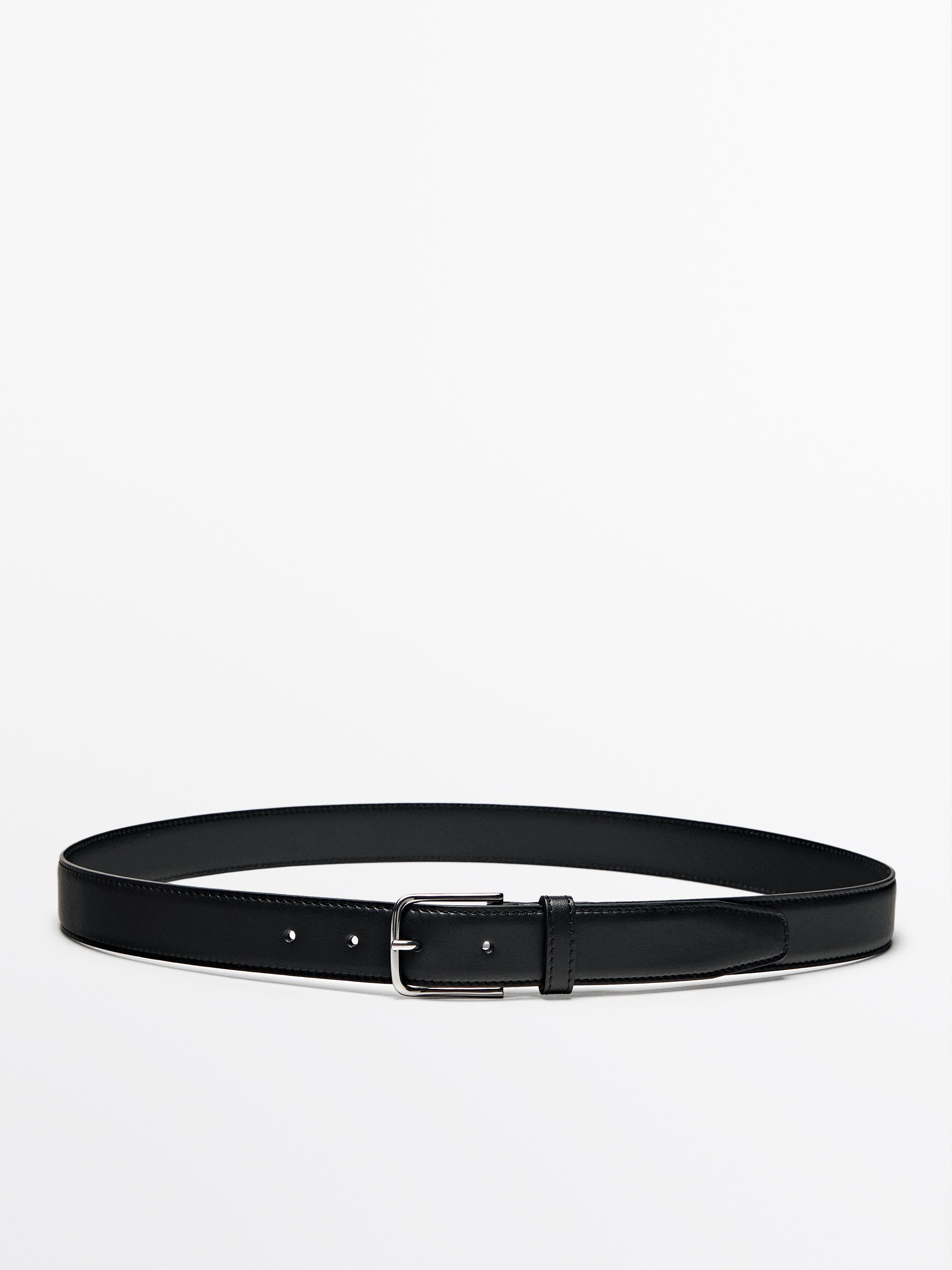 Nappa leather belt with topstitching detail