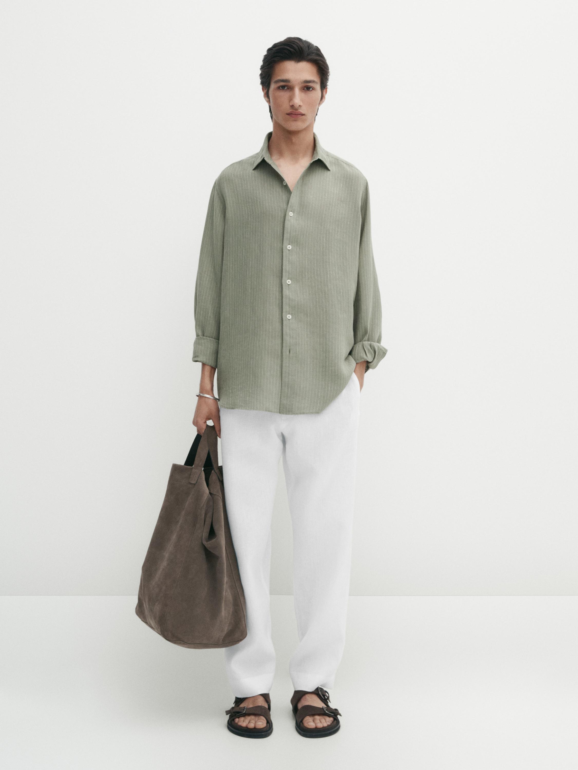 Chemise à rayures 100&nbsp;% lin