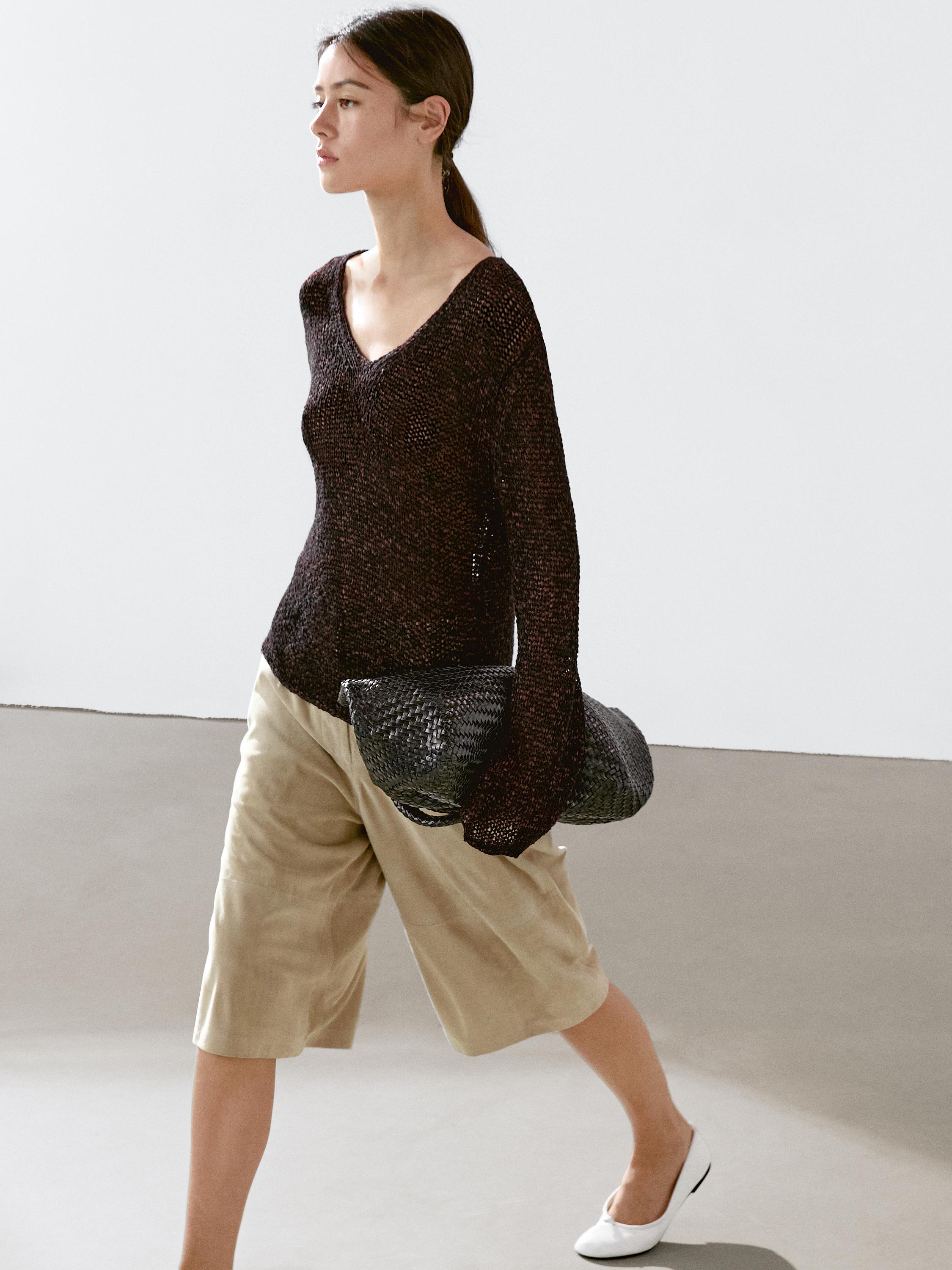 Mouliné cotton blend knit sweater