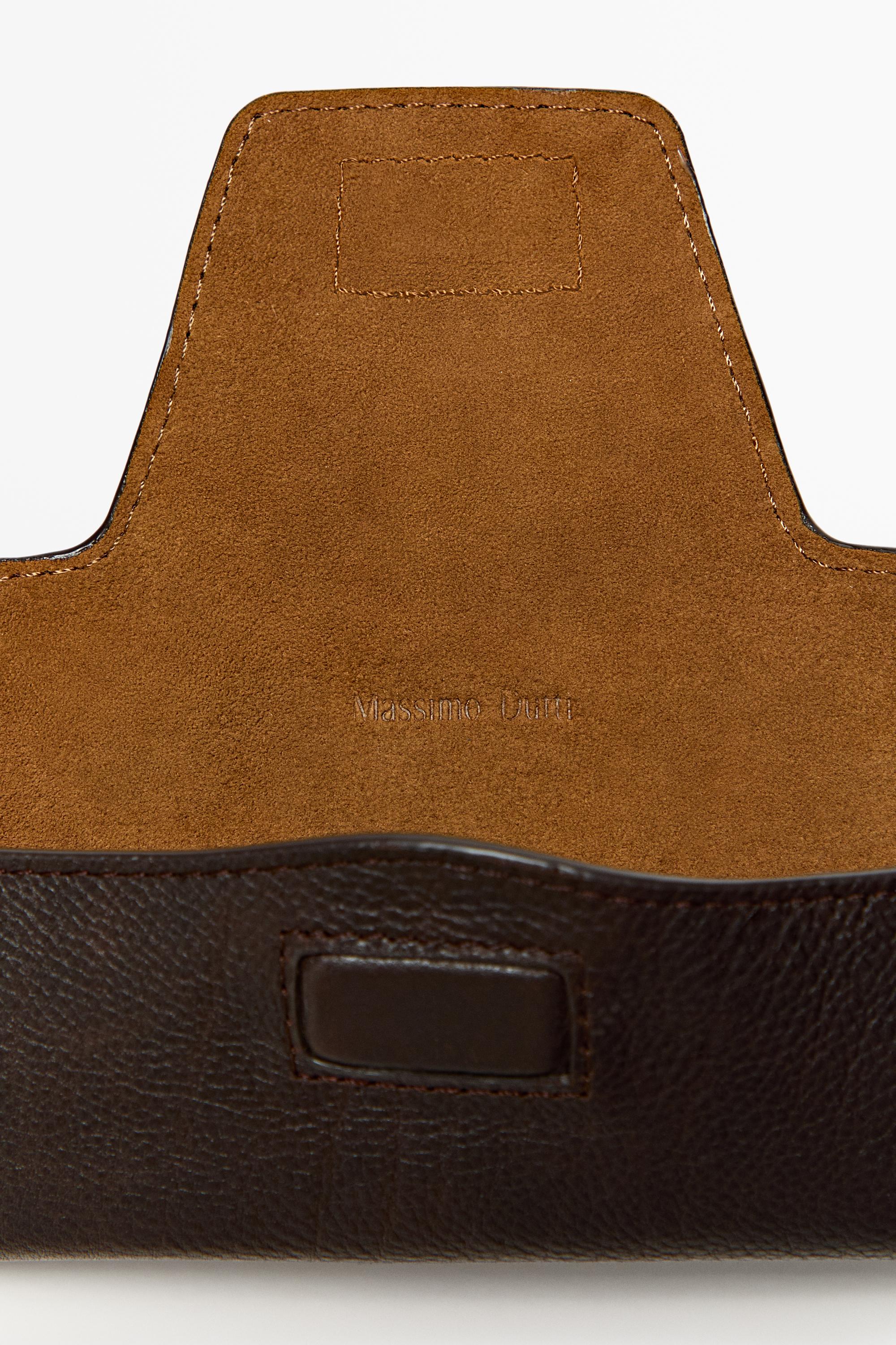 Nappa leather sunglasses case — BROWN