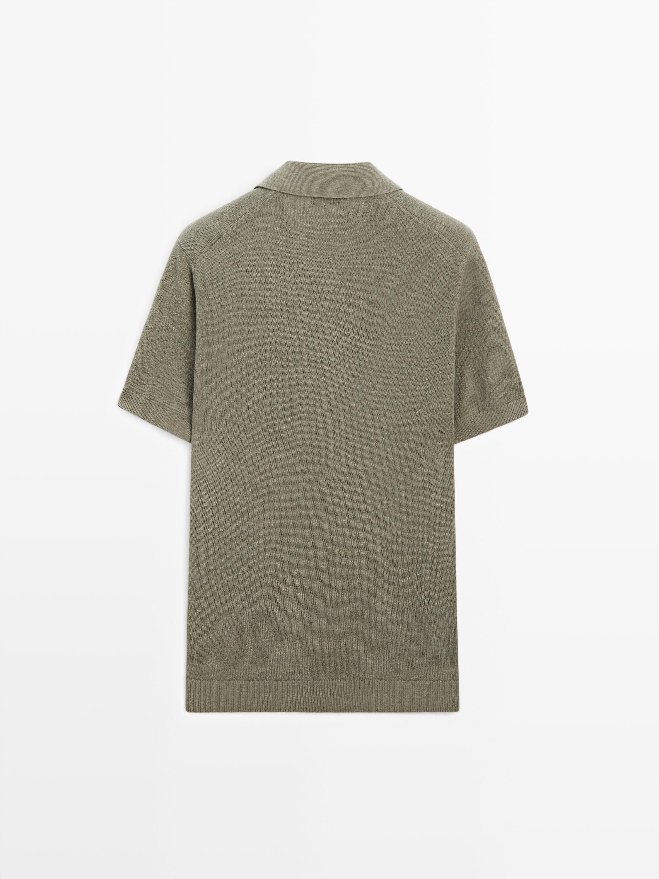 100% cotton knit polo sweater — GREEN