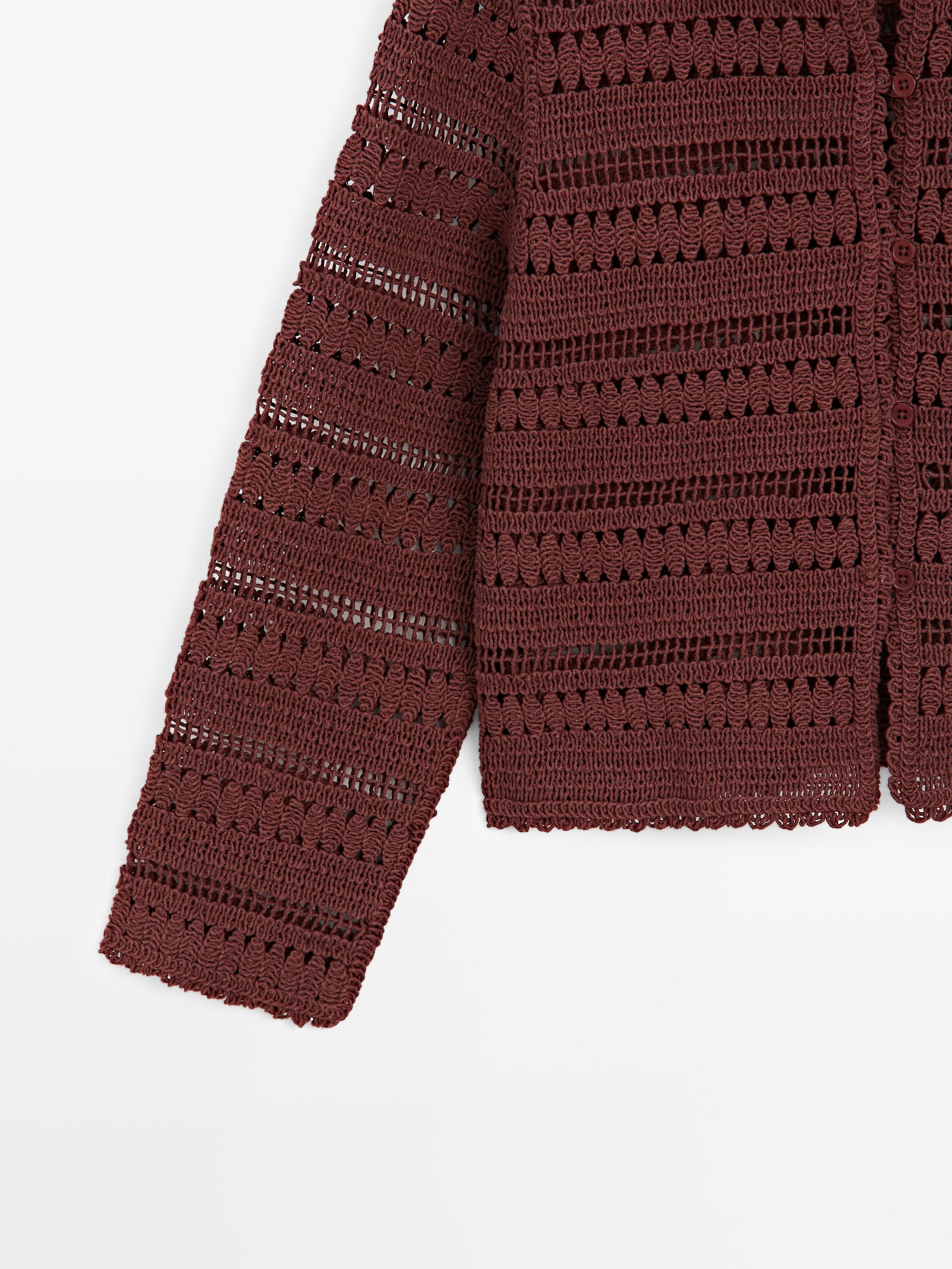 Short cotton crochet jacket — RUSSET