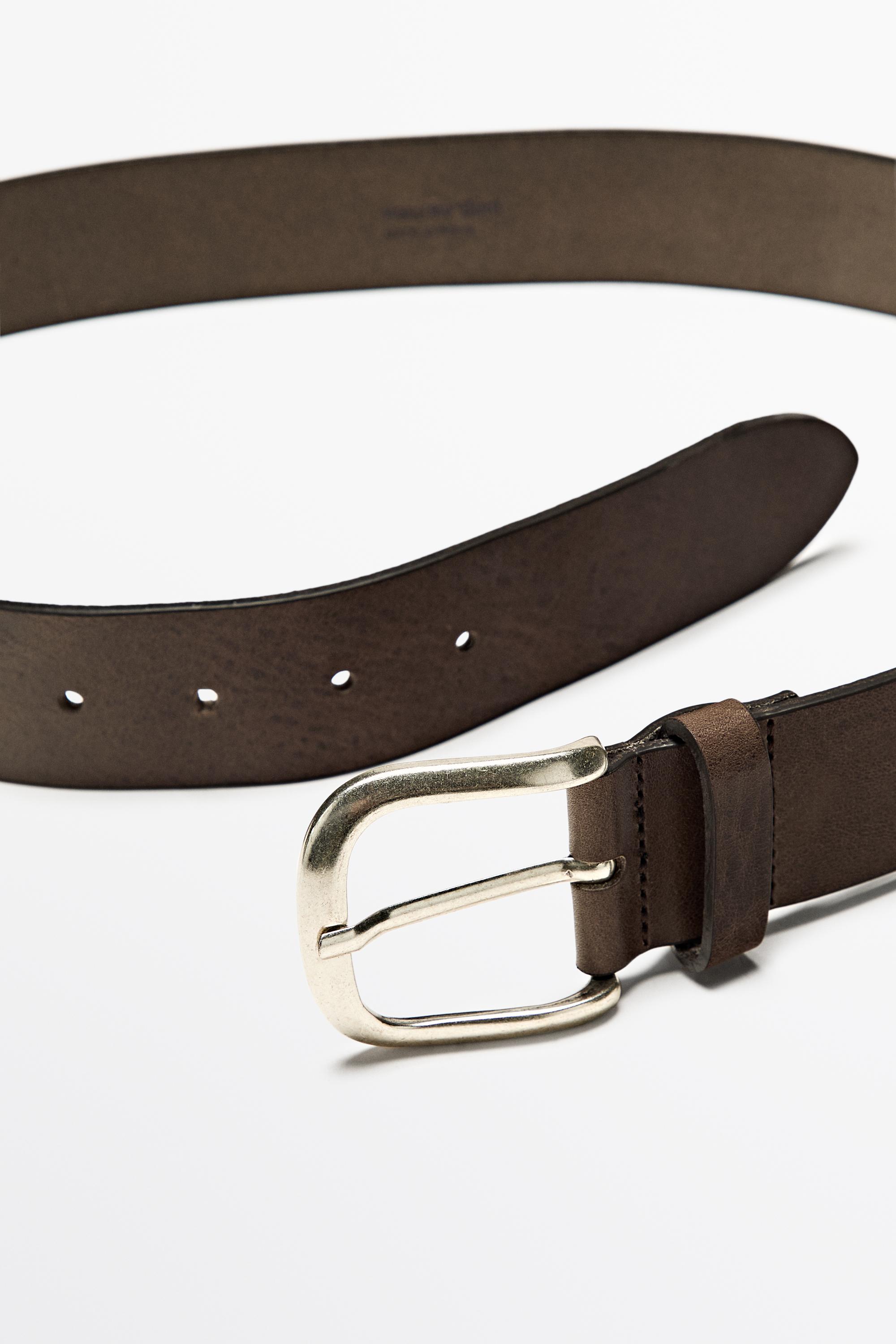 Cinturón hebilla arqueada piel napa