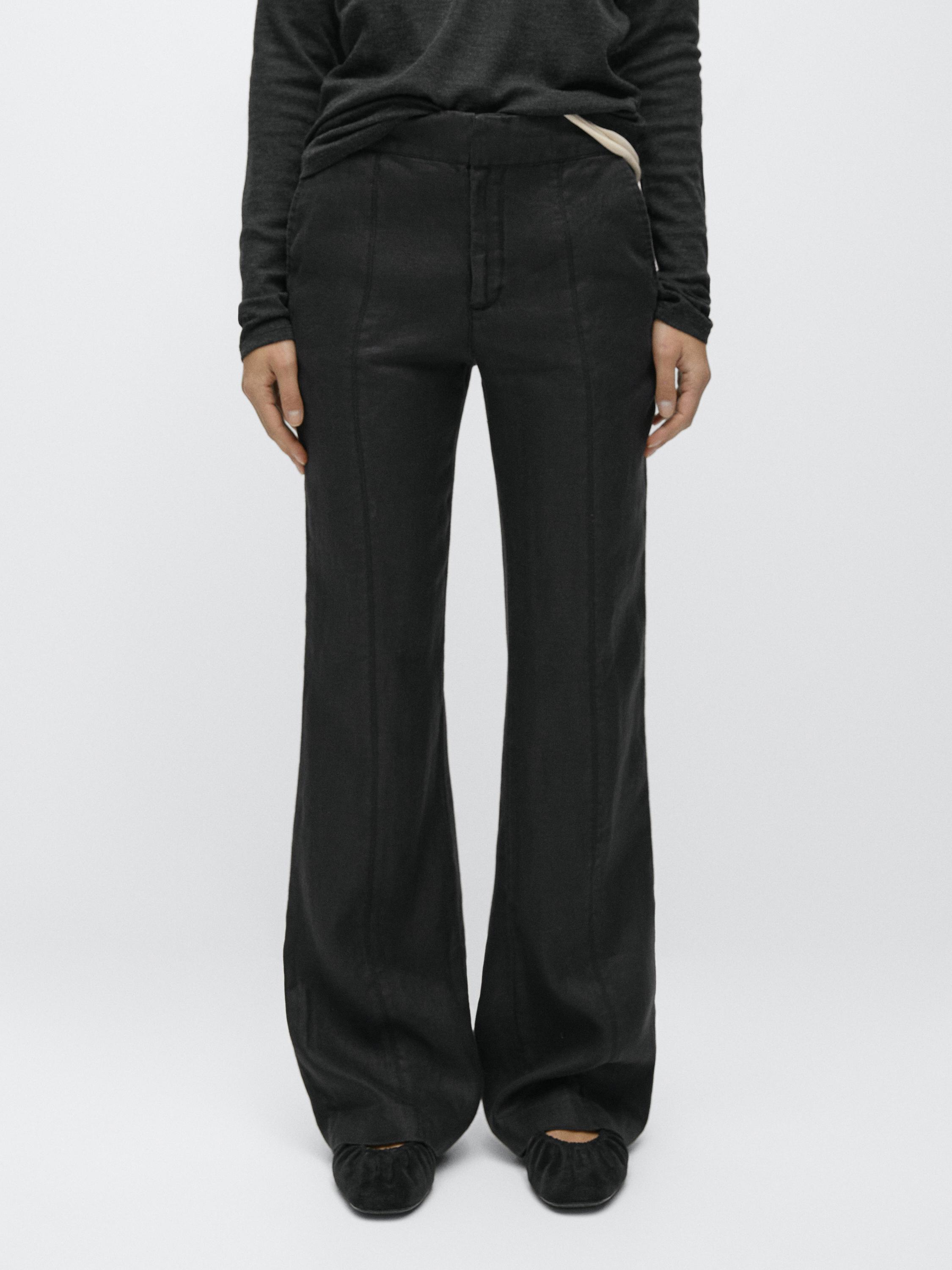 Pantalón kick flare fit 100% lino