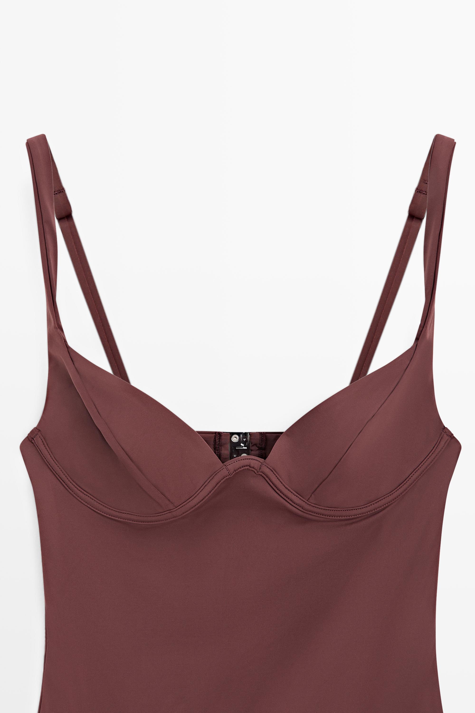 Swimsuit with underwire and wide straps — BROWN