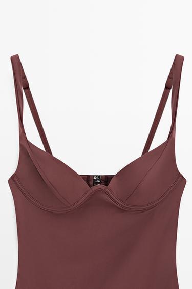 Swimsuit with underwire and wide straps — BROWN 8