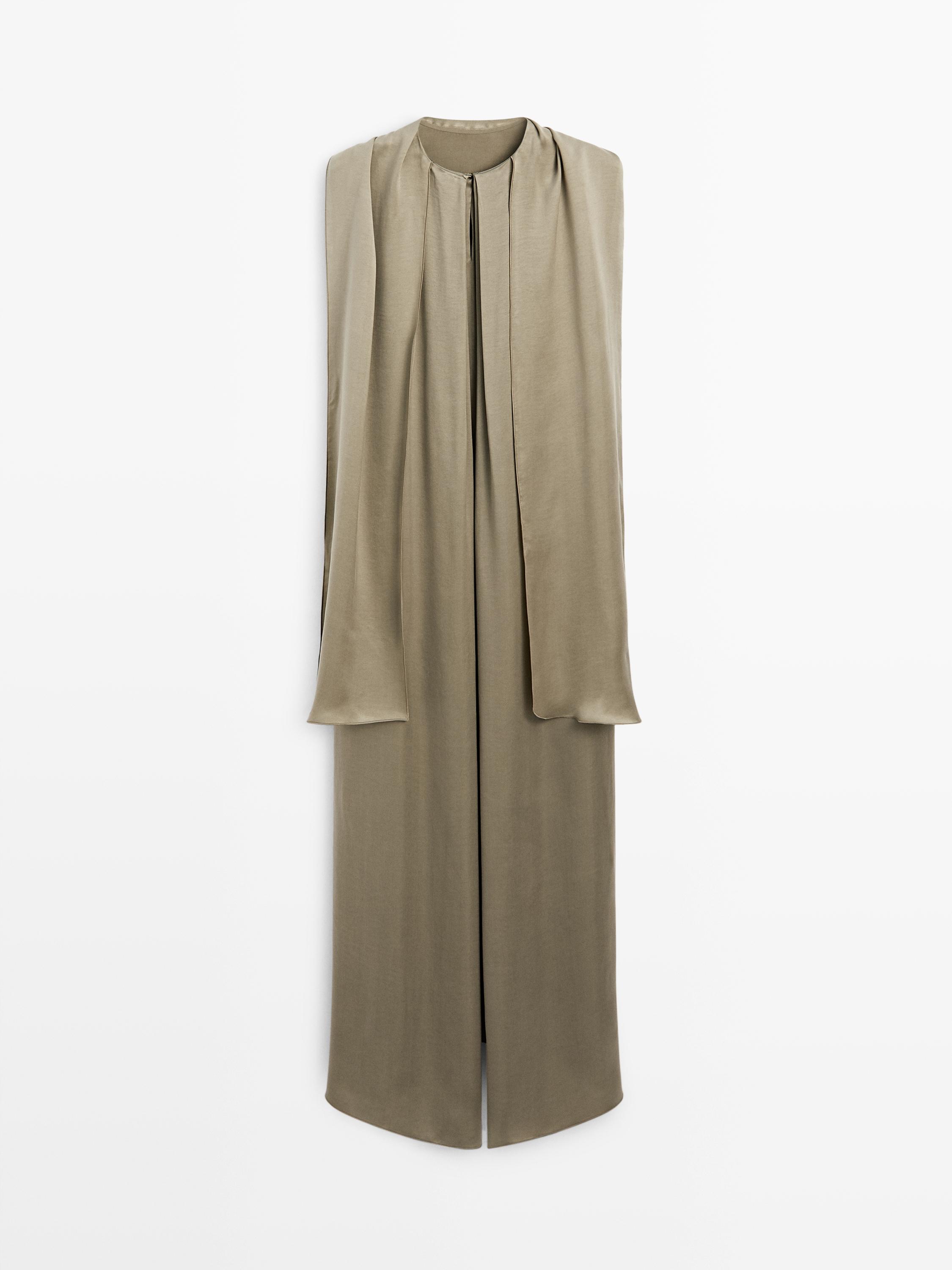 Flowing dress with cape detail - STUDIO — STONE