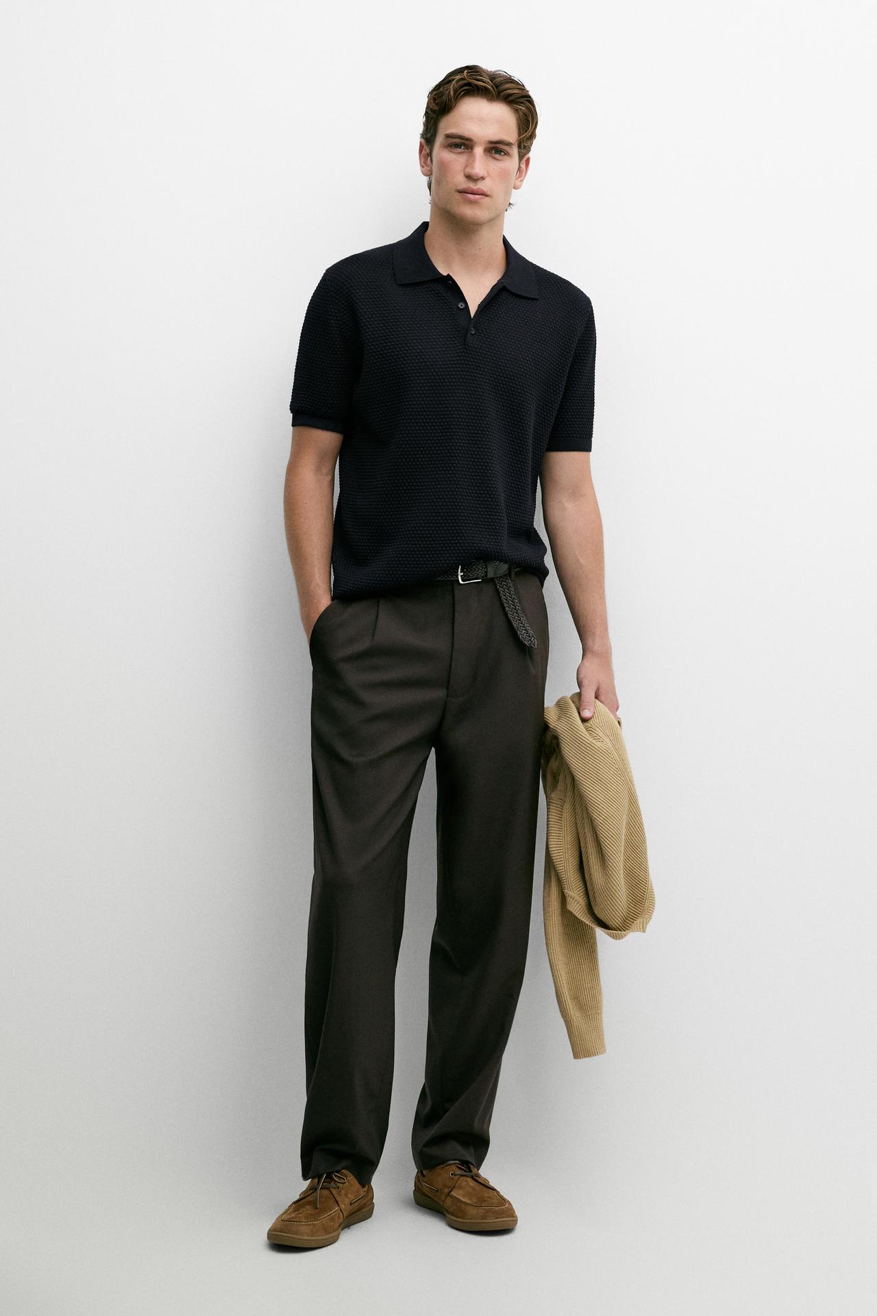 100% Cotton Short Sleeve Knit Polo — NAVY BLUE