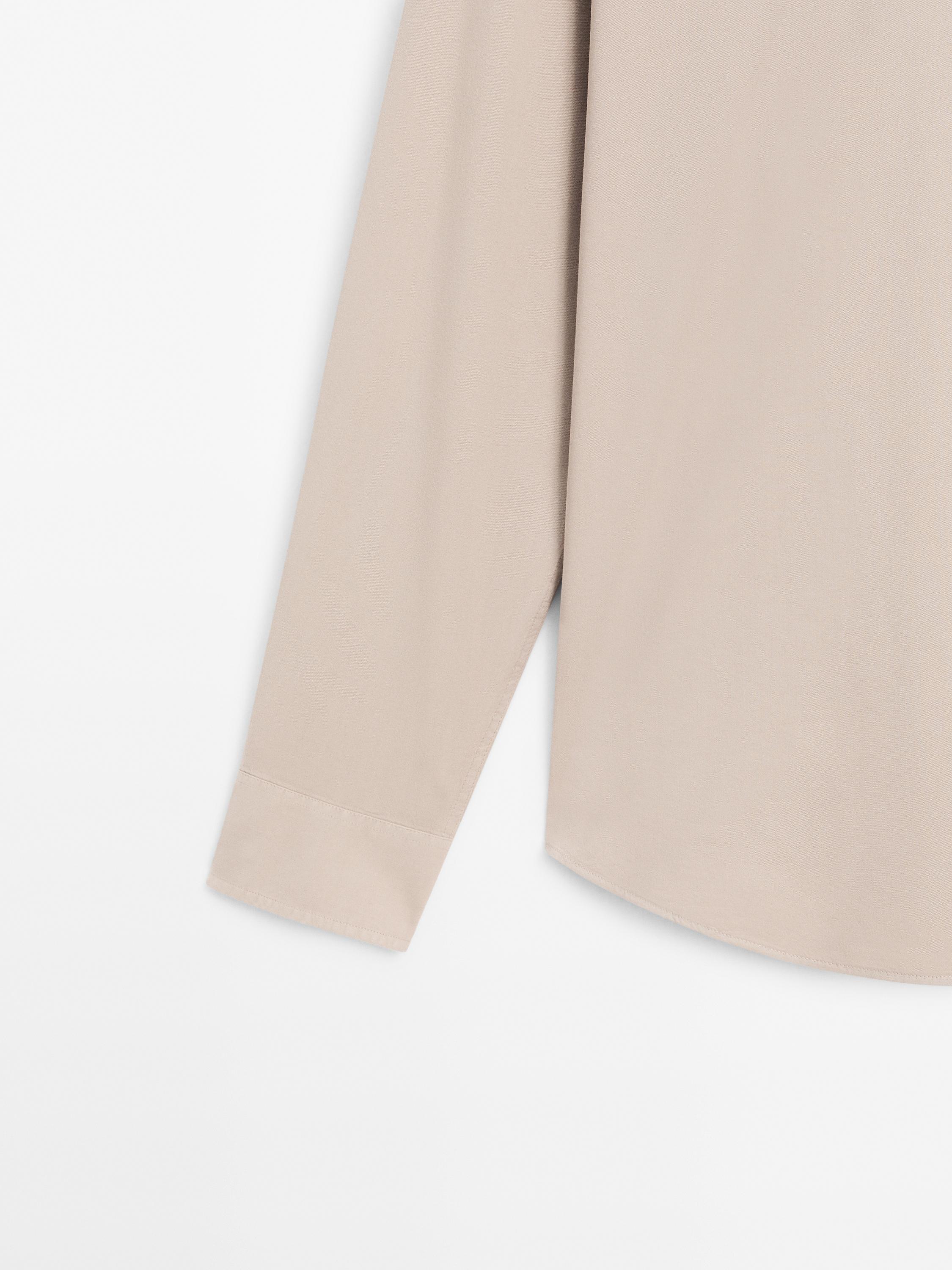 Cotton blend regular fit twill shirt