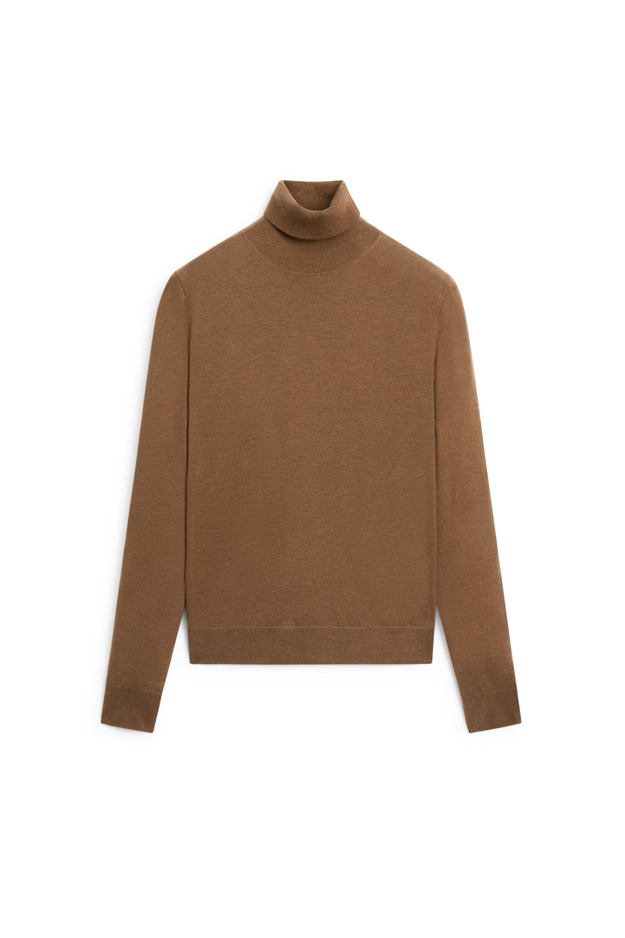 Wool-blend turtleneck knit sweater — TOFFEE
