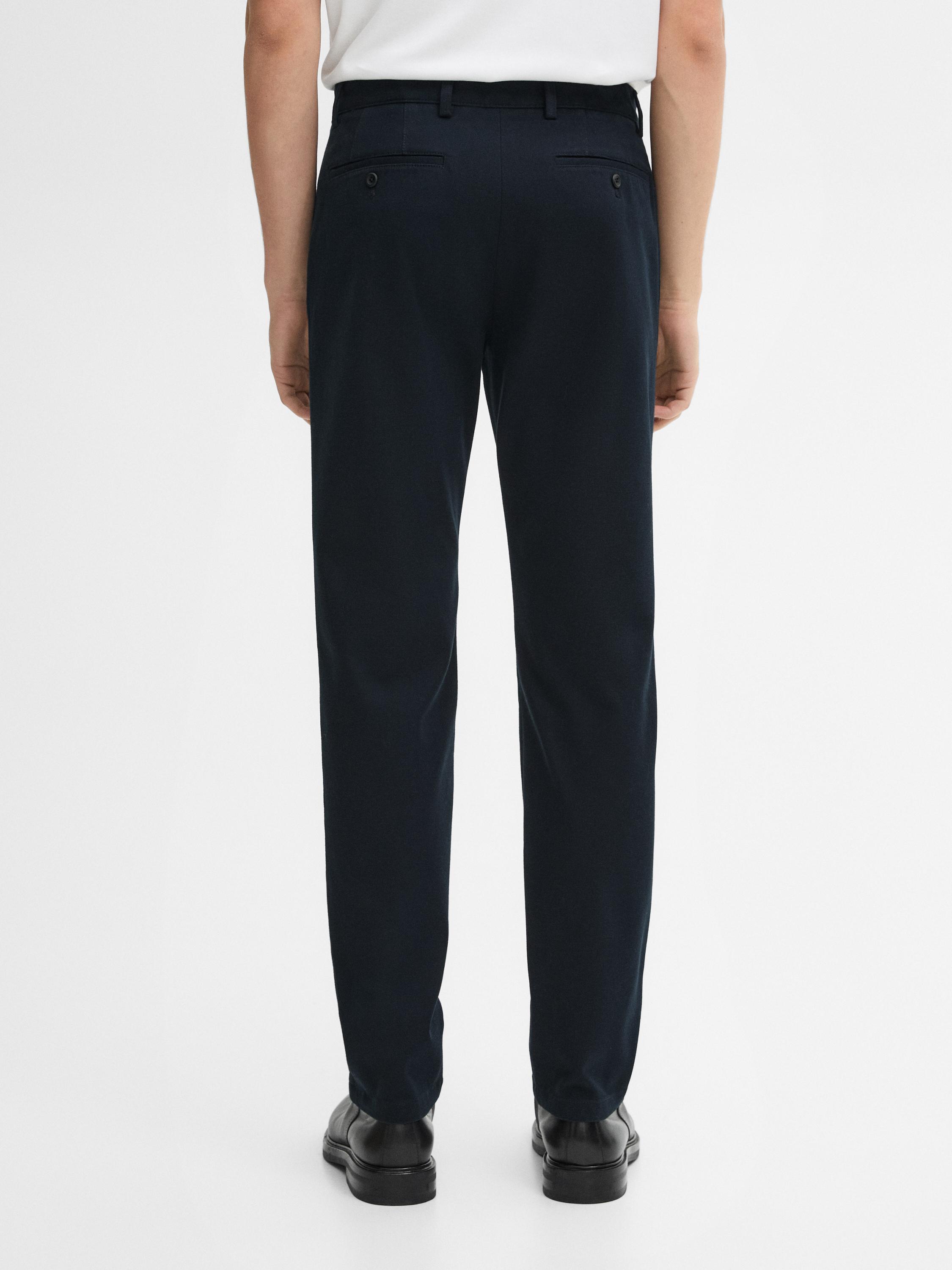 Cotton blend slim fit trousers