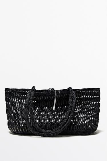 Tote bag with wooden details — BLACK 2
