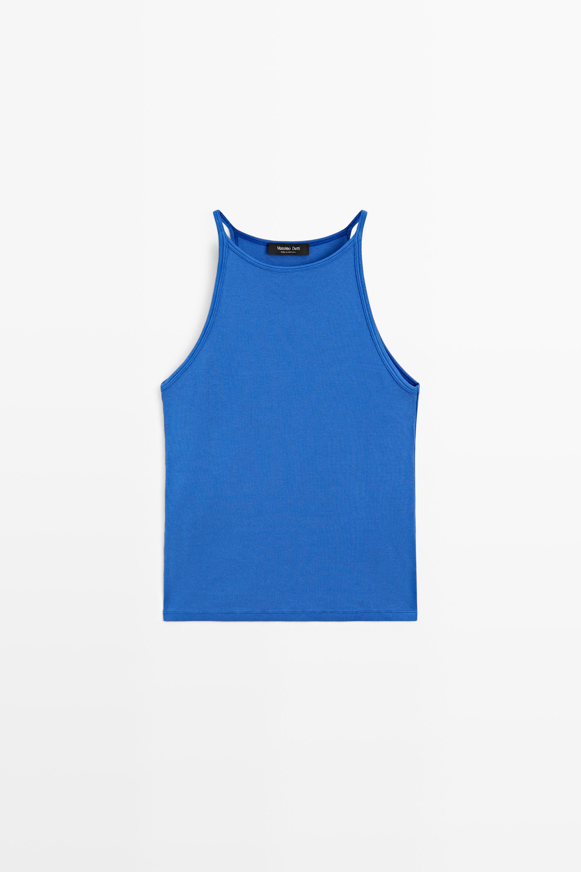 Top halter em mistura de algodão
