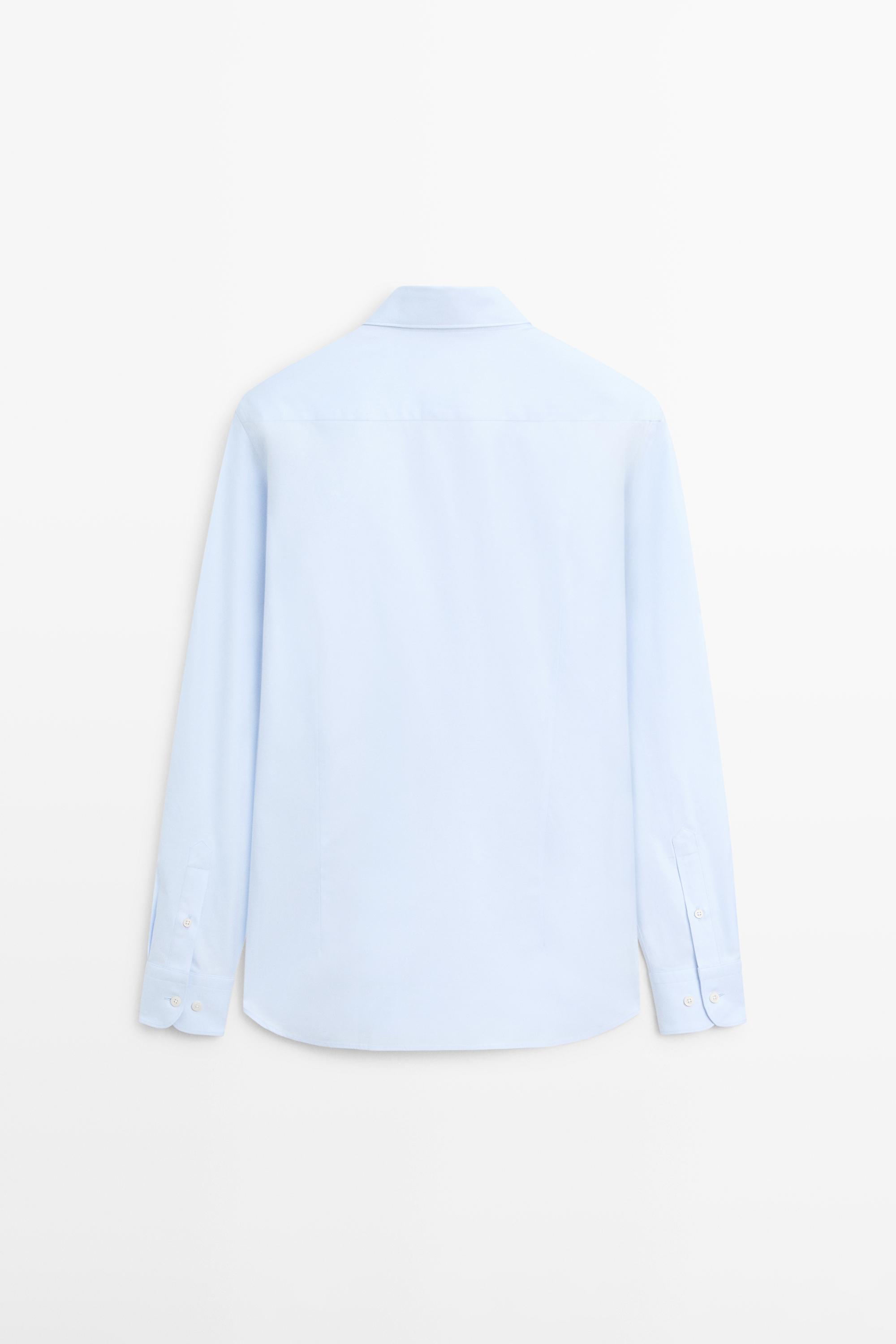 Slim fit 100% cotton shirt — Sky blue