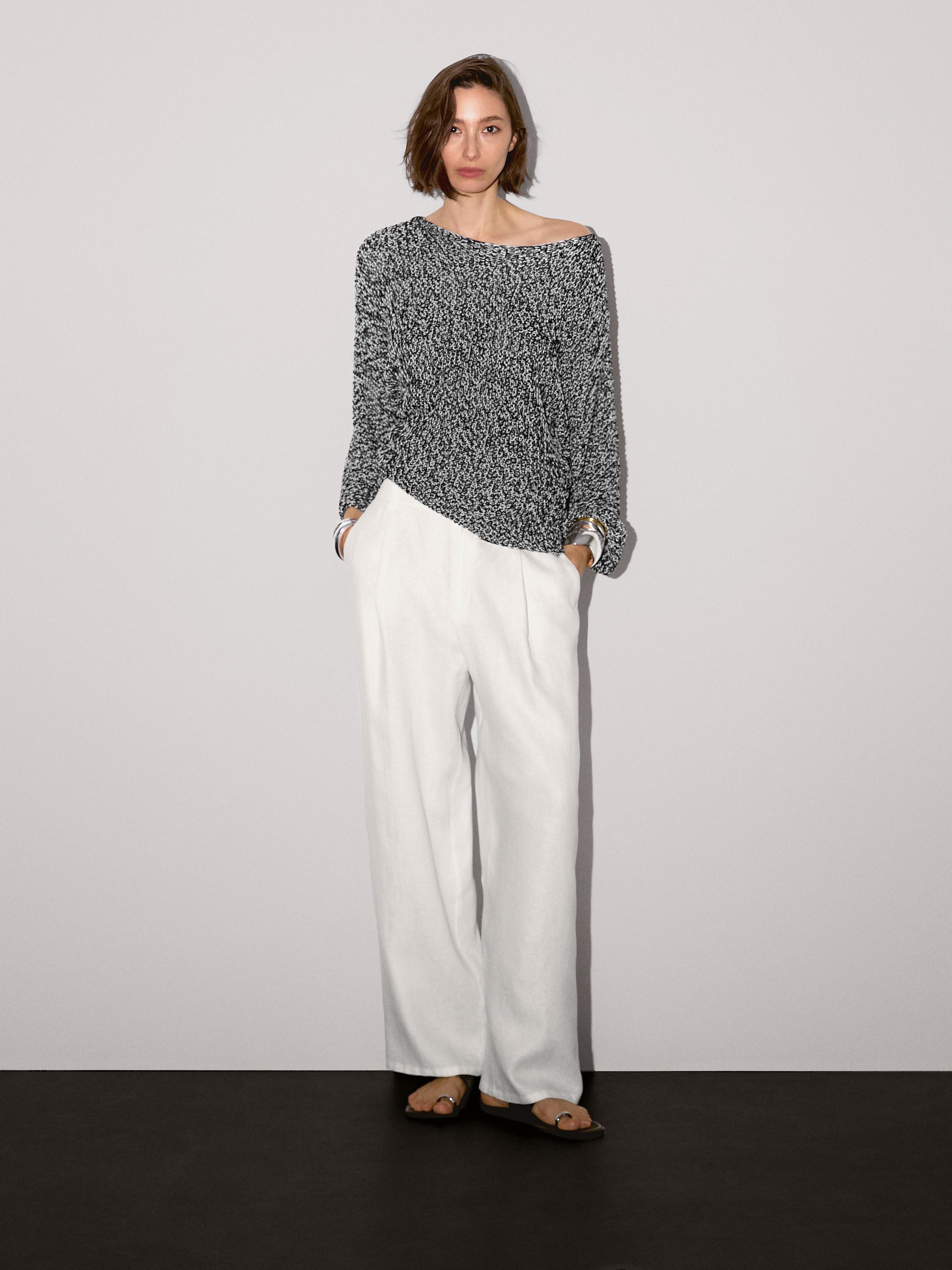 100% cotton flecked knit sweater
