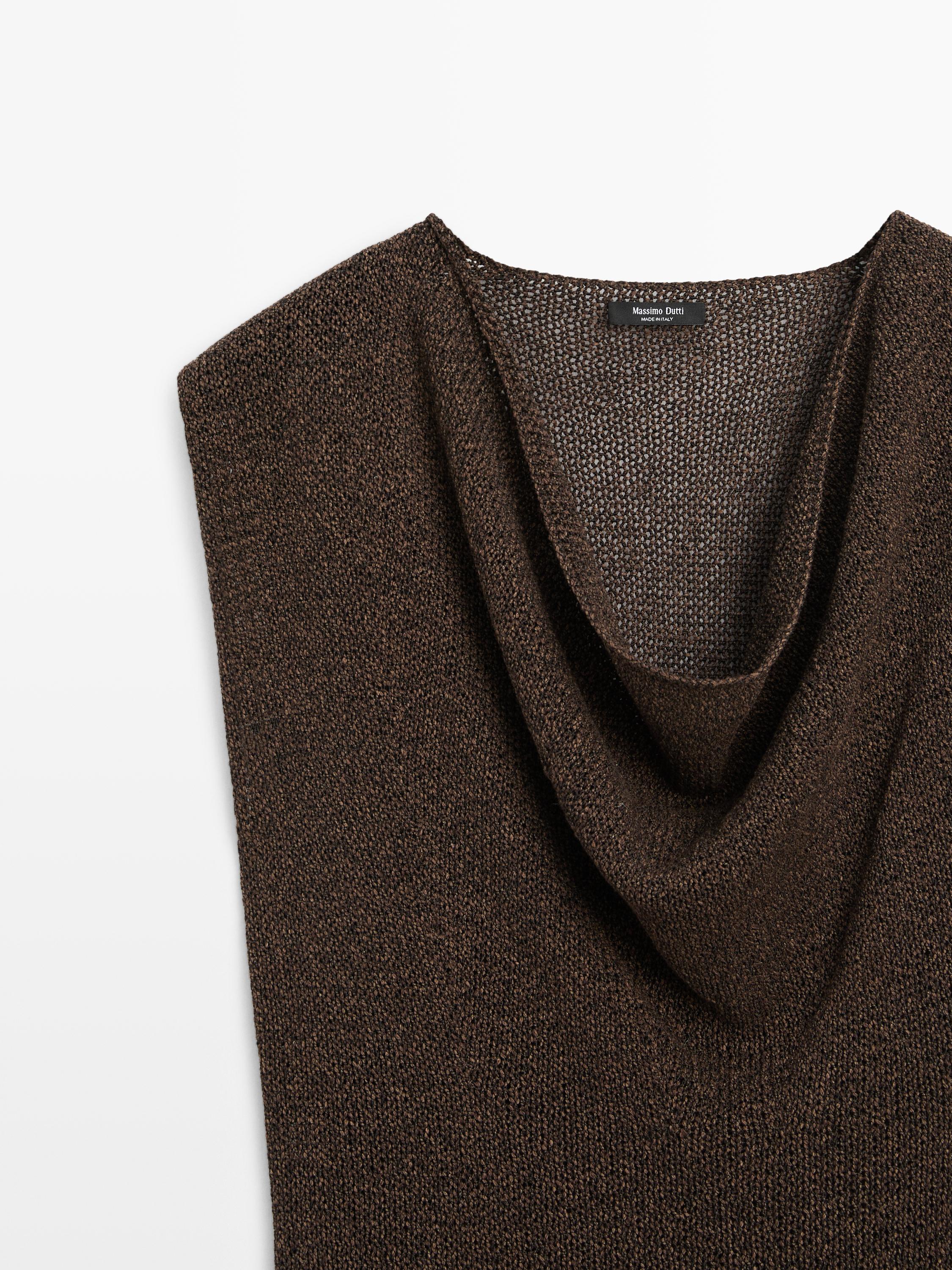 Asymmetric cowl neck top — Chocolate