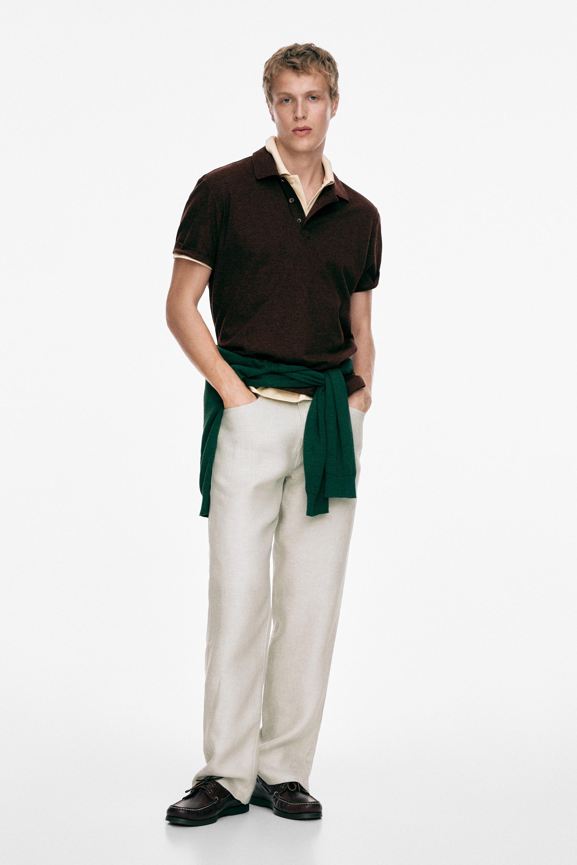 Short sleeve cotton polo shirt — Chocolate