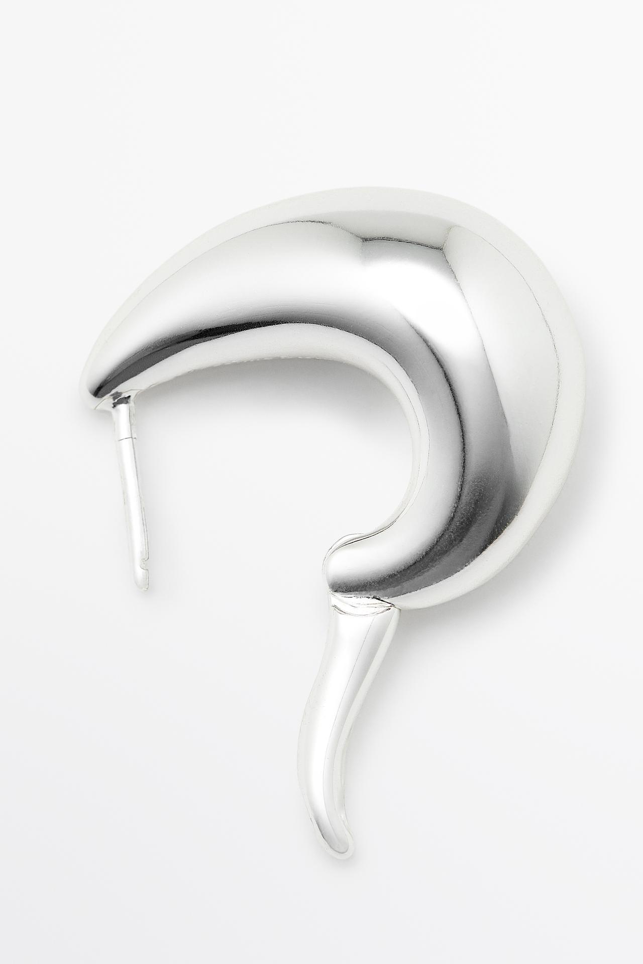 Teardrop detail hoop earrings — SILVER