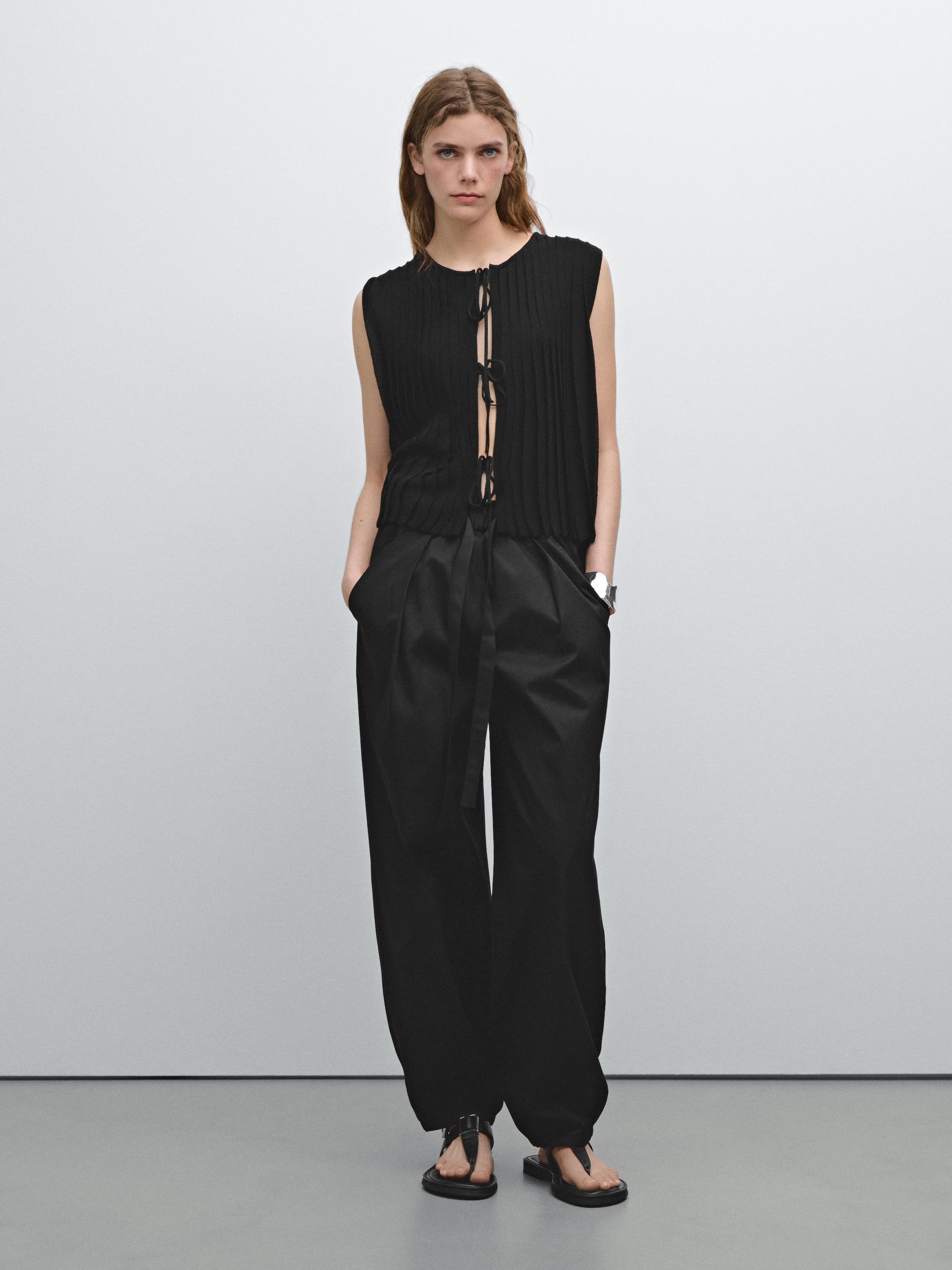 Pantalon De Jogging 100 % Coton - Noir - 38 - Massimo Dutti - Femme