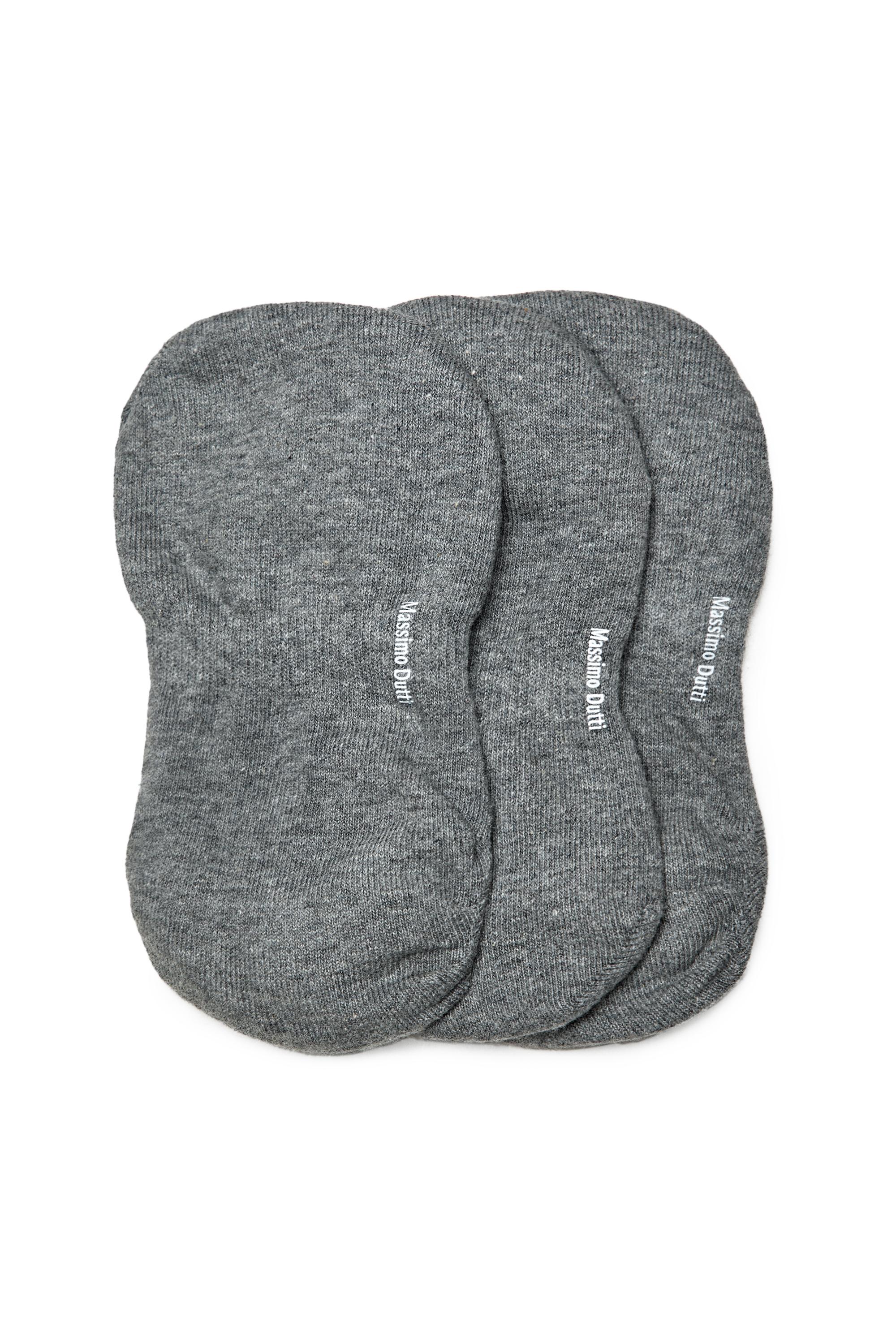 Pack of 3 pairs of no-show cotton blend socks — CHARCOAL