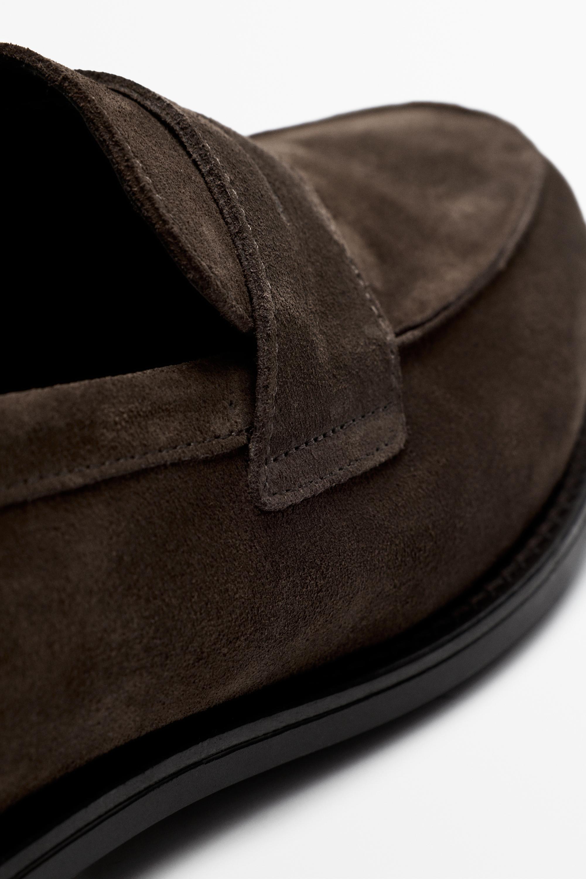 Split suede leather loafer — BROWN