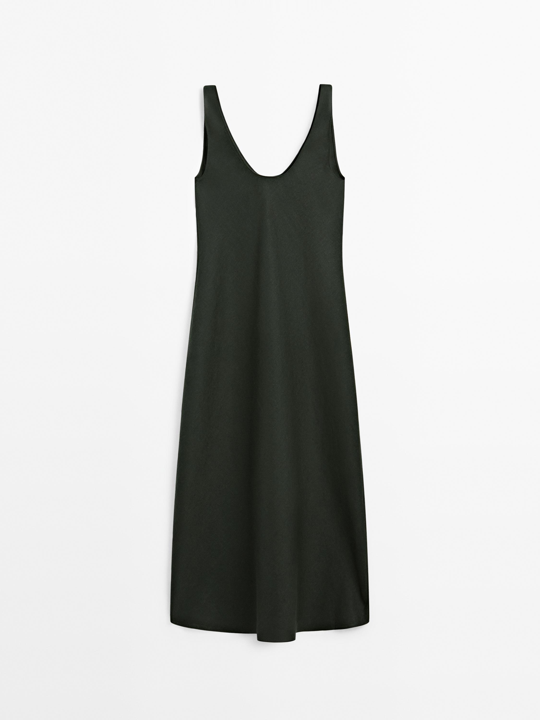 100% linen midi dress