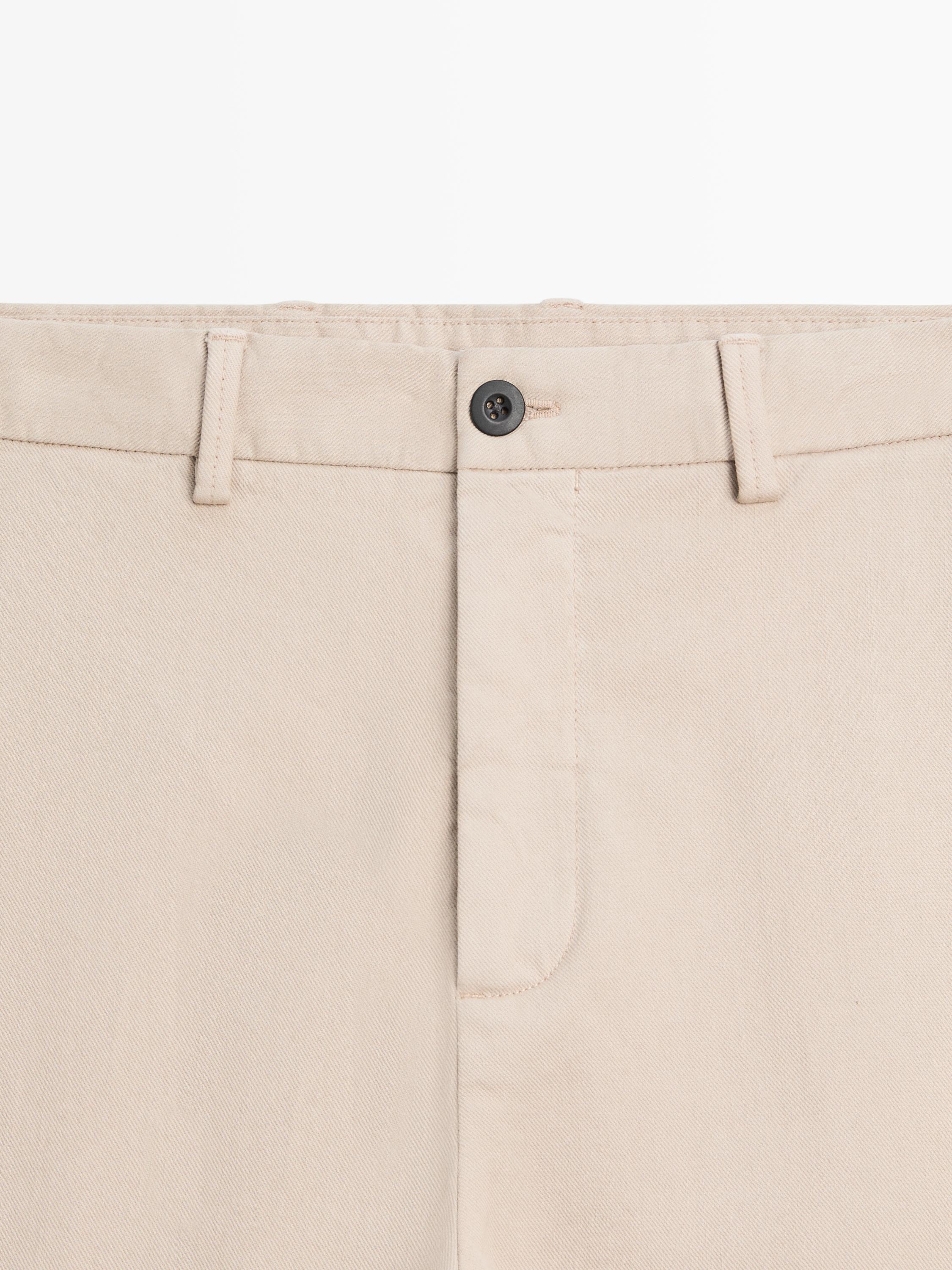 Cotton twill pants with elasticated waistband — BEIGE