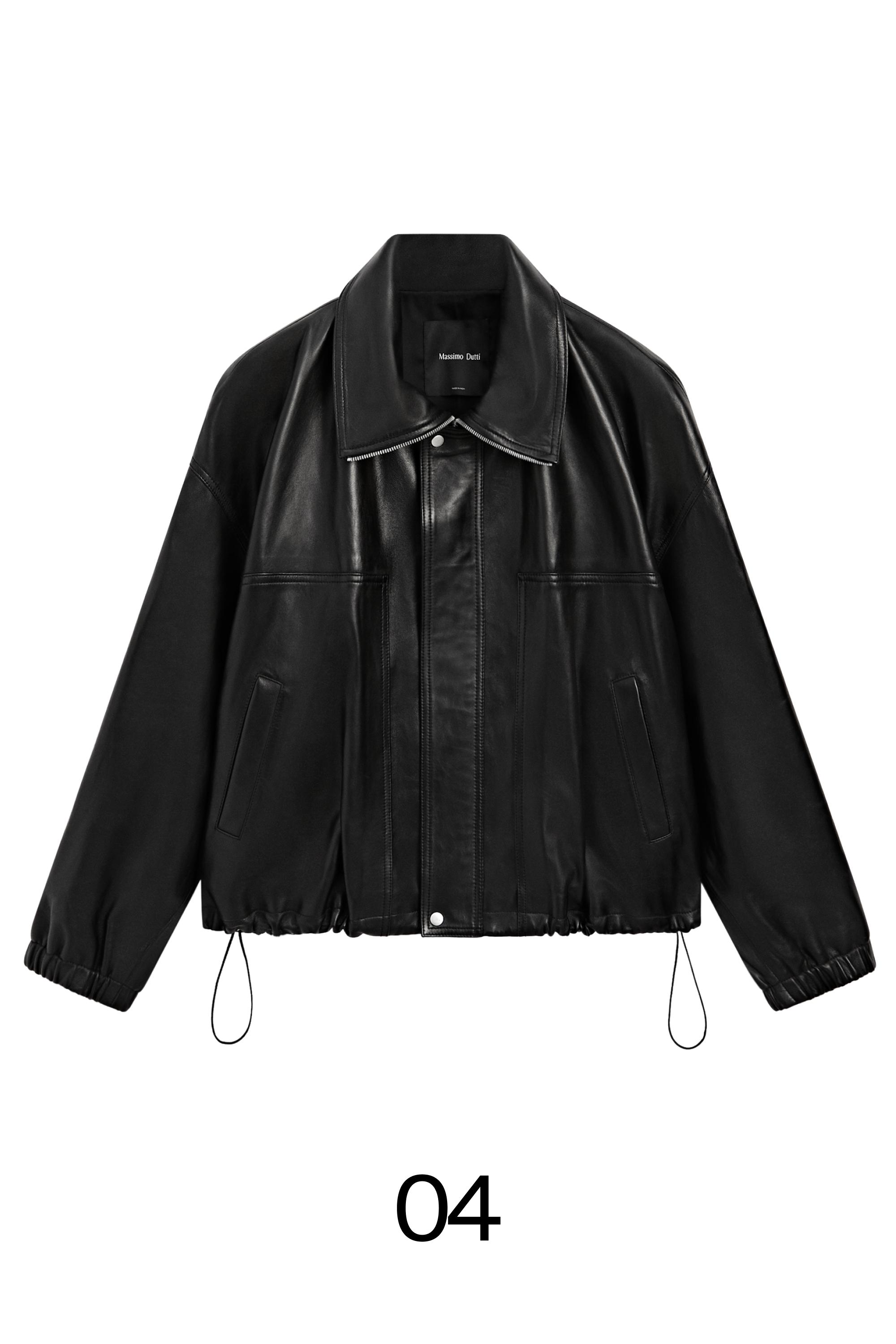 【massimo dutti】レザージャケット Nappa leather bomber jacket · Black · Leatherâ Outerwear | Massimo