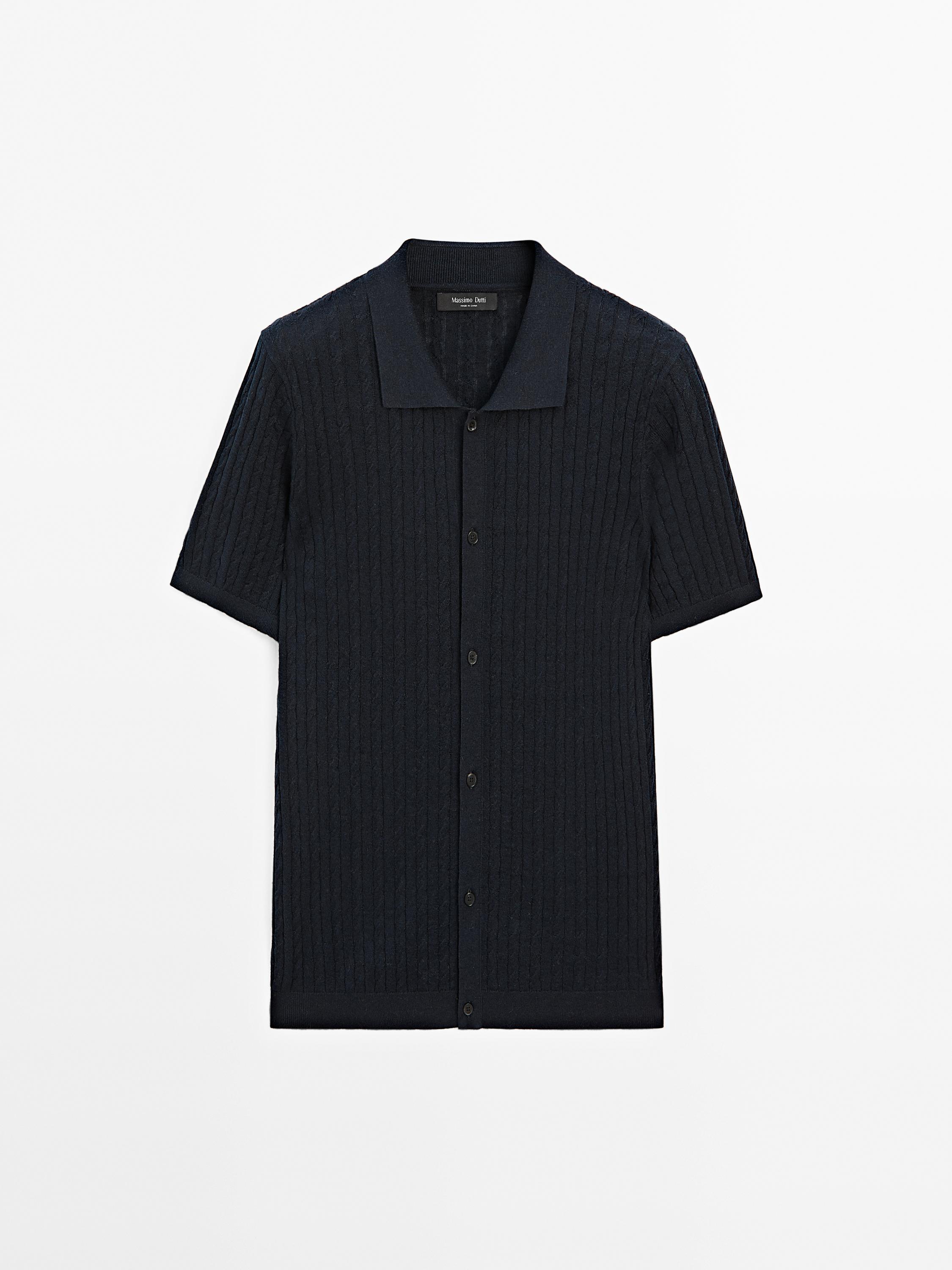 Cable-knit overshirt