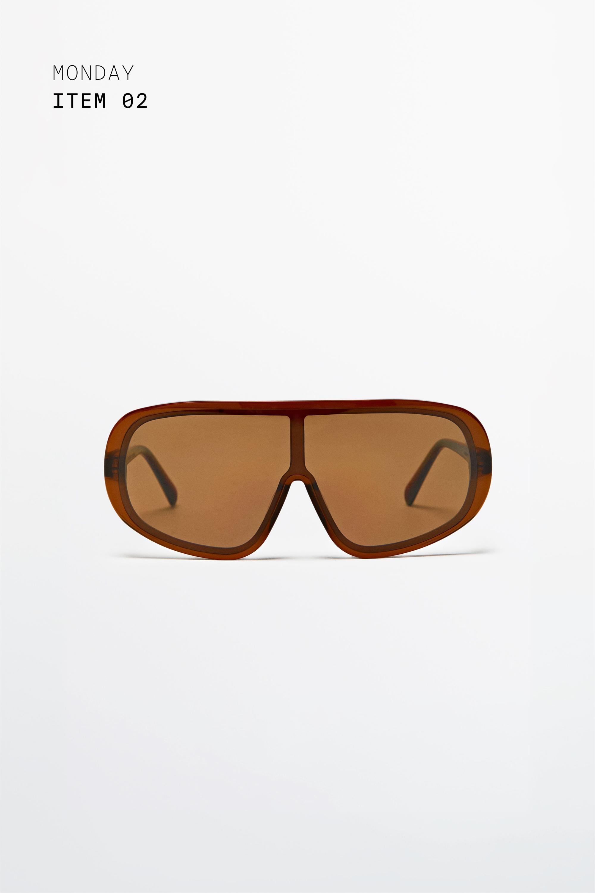 Oversized wrap sunglasses — Caramel