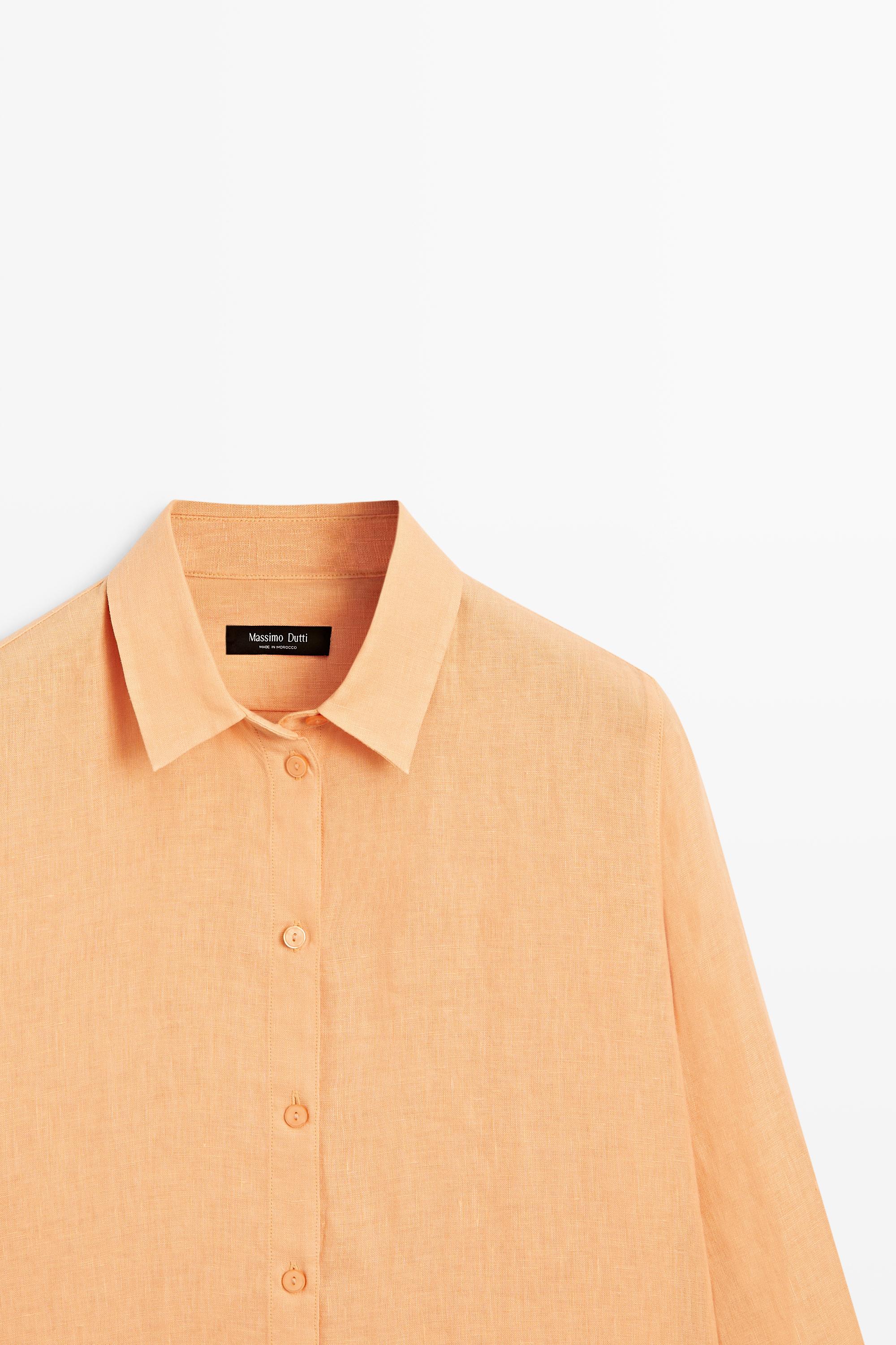 Flowing 100% linen shirt — TANGERINE