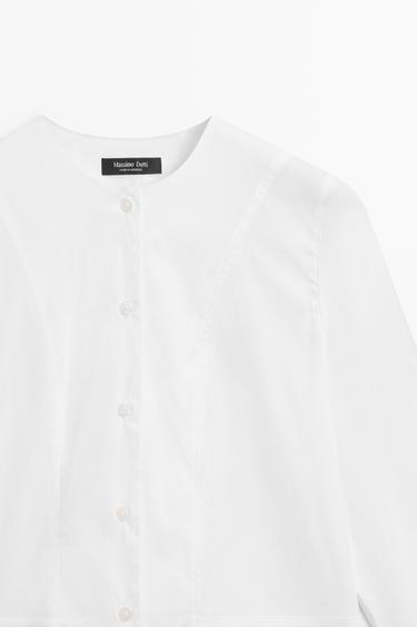 Poplin shirt with collar detail — WHITE 4