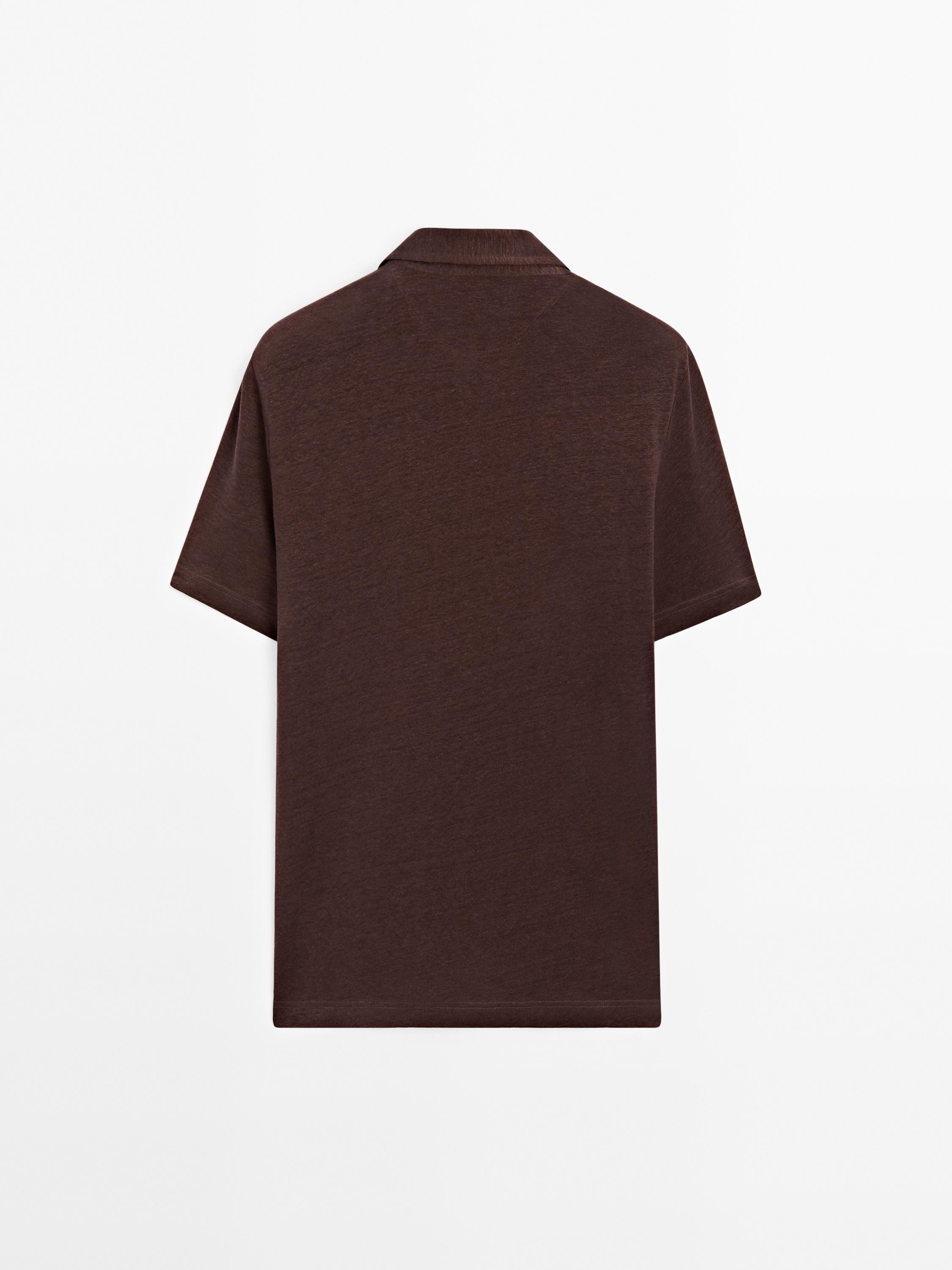 100% linen short sleeve polo shirt