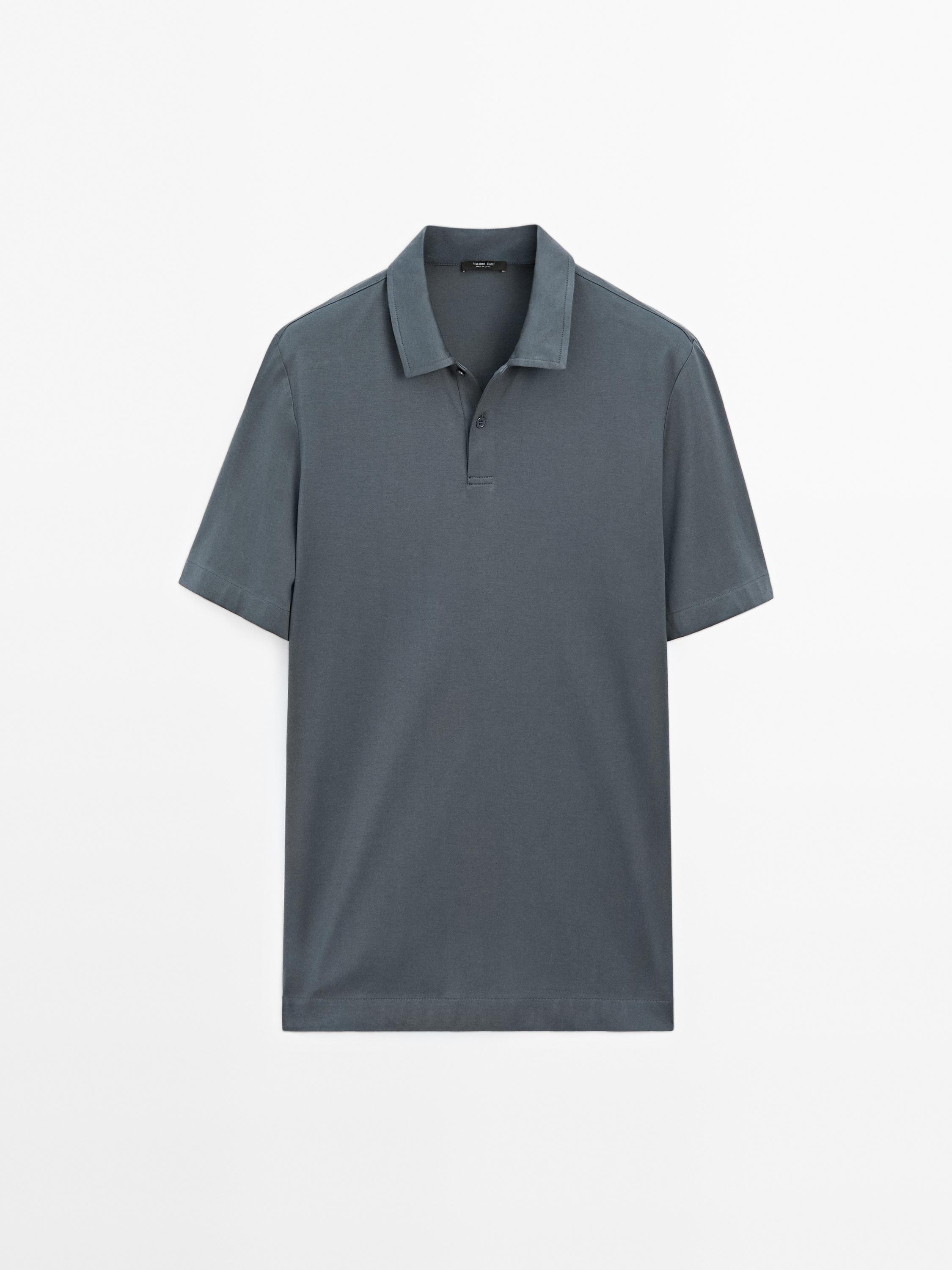 Slim fit cotton blend polo shirt