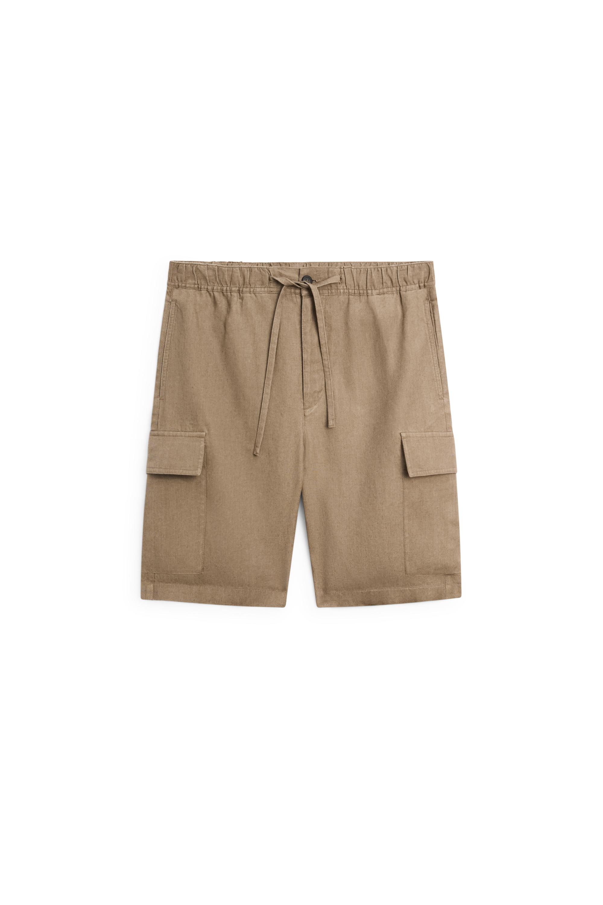 100% linen cargo Bermuda shorts — KHAKI